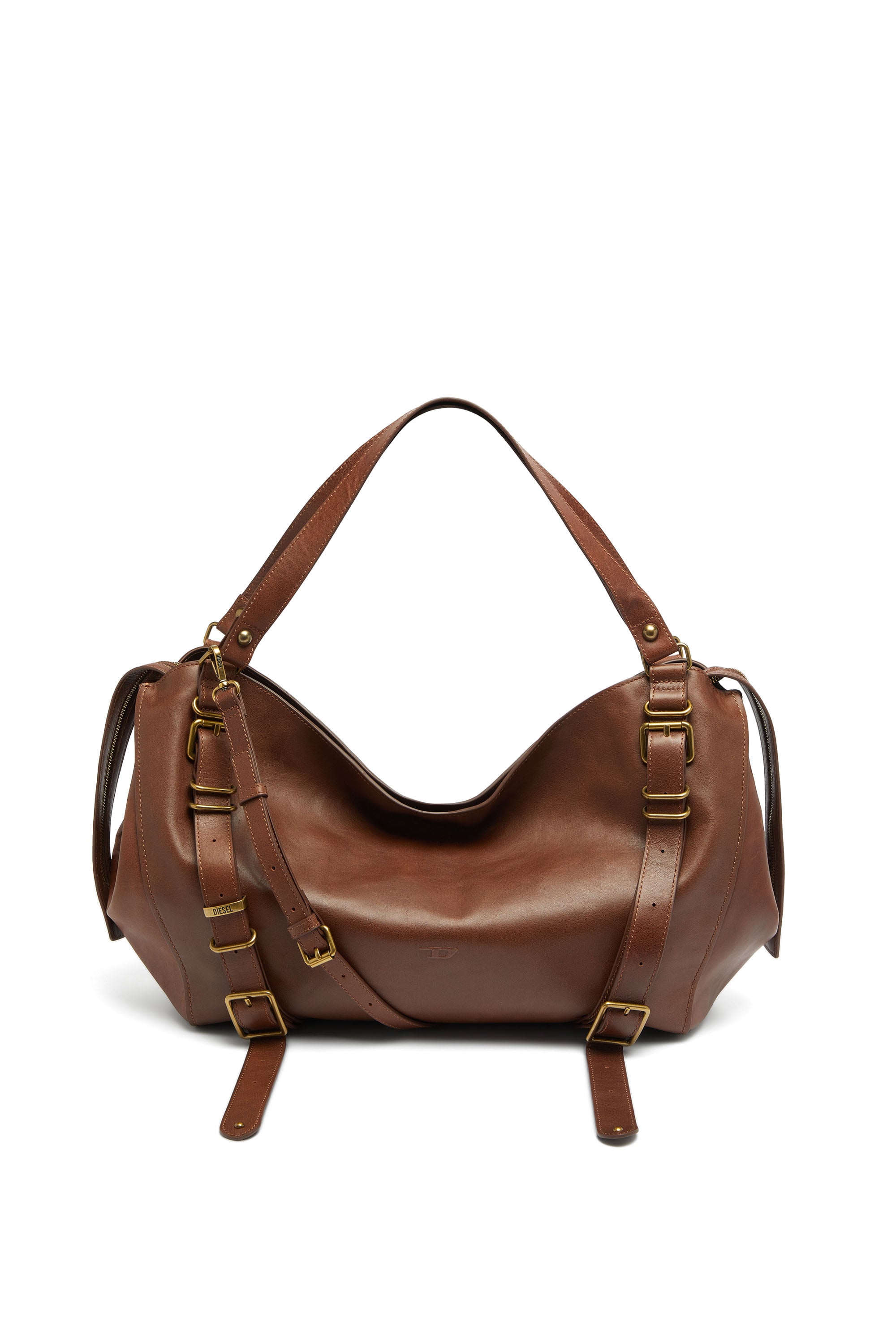 Diesel - D-One-Large top-handle bag in treated leather - Handbags - Unisex - Brown