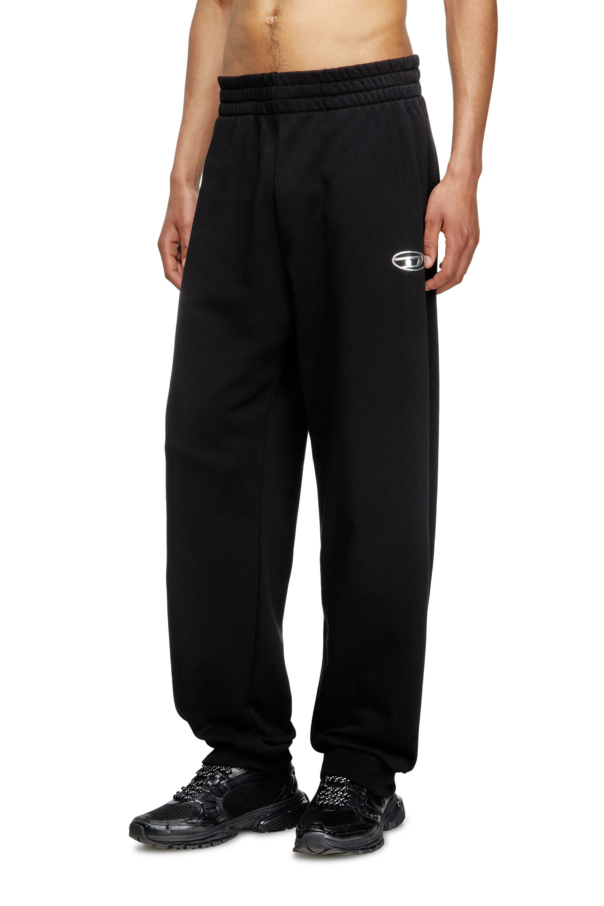 Diesel Mužský Čierna - Pants With Metal-Effect Oval D Logo - Pants - Man Malý