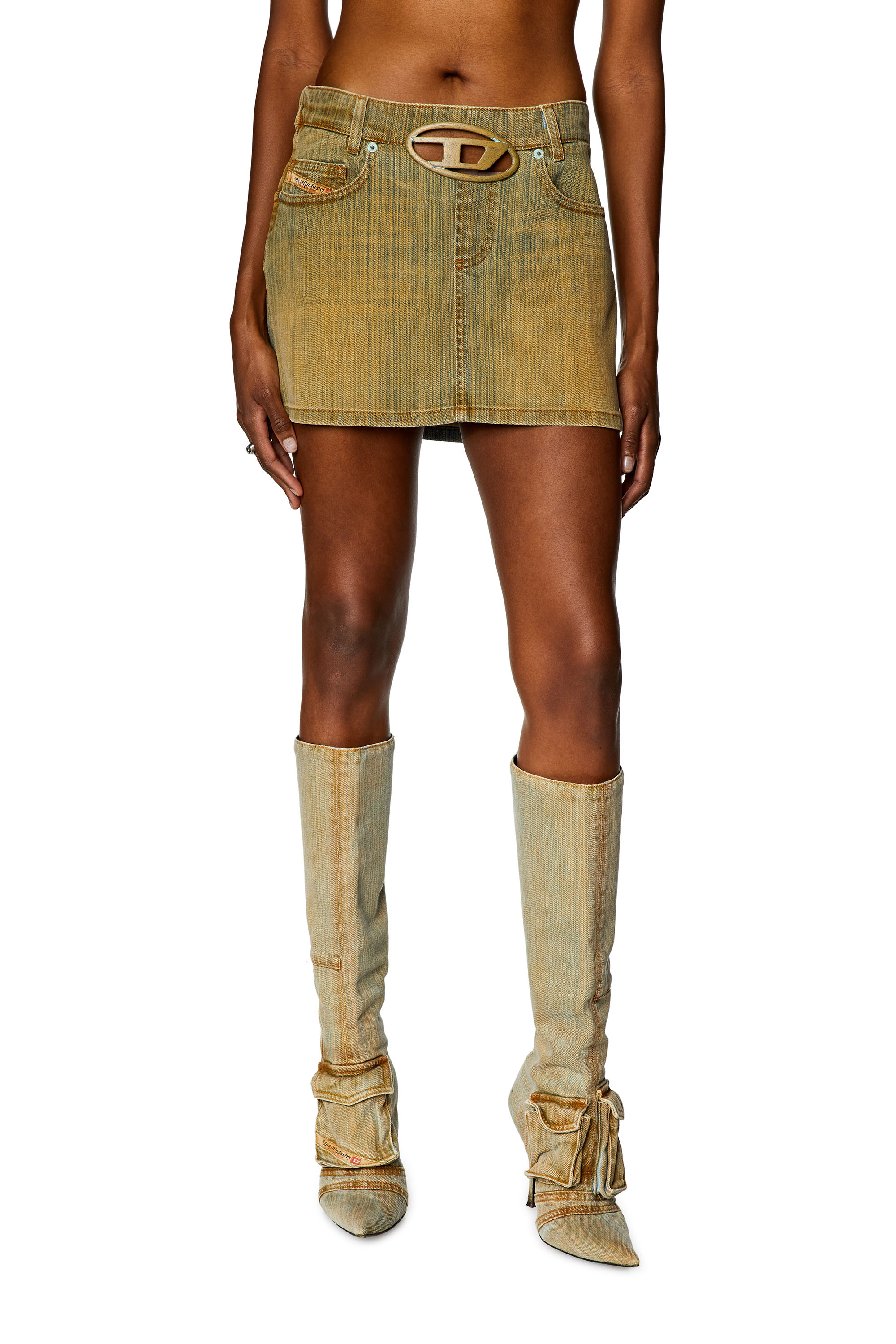 Diesel - Minifalda de denim con placa - Faldas - Mujer - Multicolor
