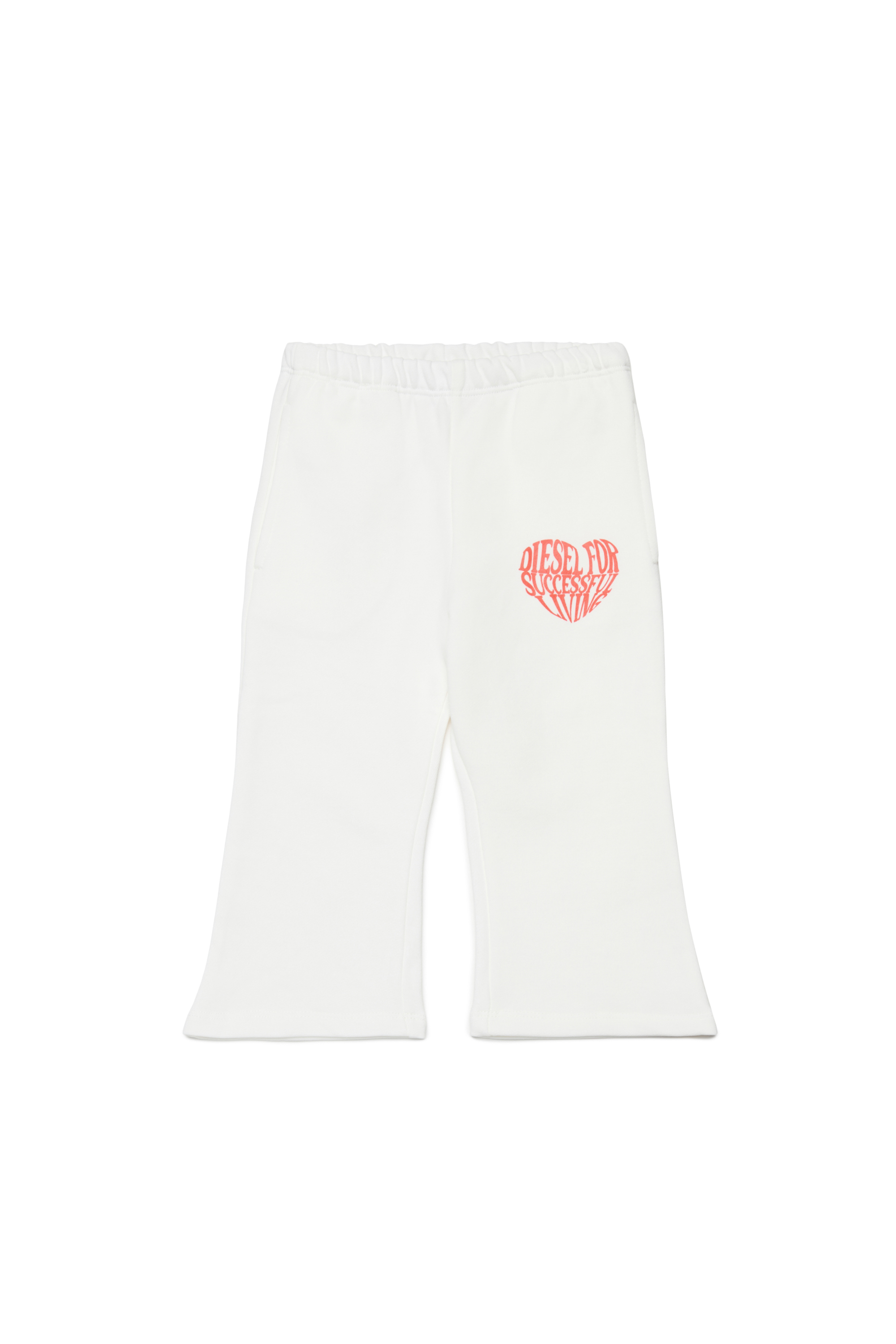 Diesel Girls White - Flared Pants With Heart Print - Pants - Woman Size 12-18 Kids