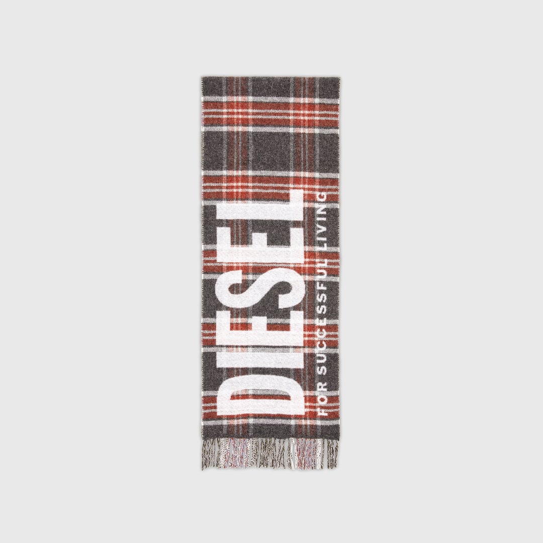 Diesel - Fringed scarf in check-jacquard wool blend - Scarf - Man - Multicolor