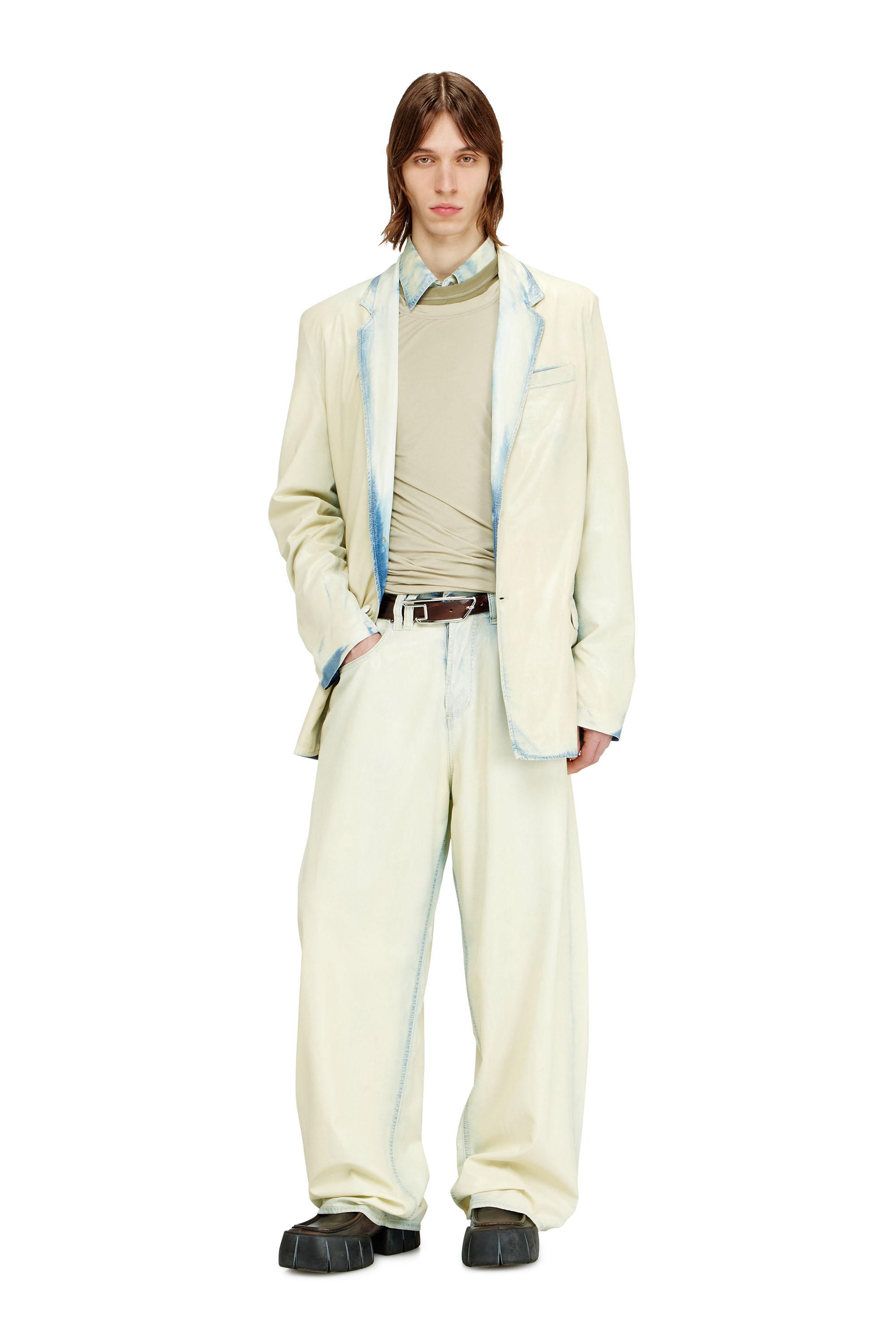 Diesel - D-NIVALE-FSI, Man's Blazer in fluid X-Ray bleach denim in Light Blue - 2