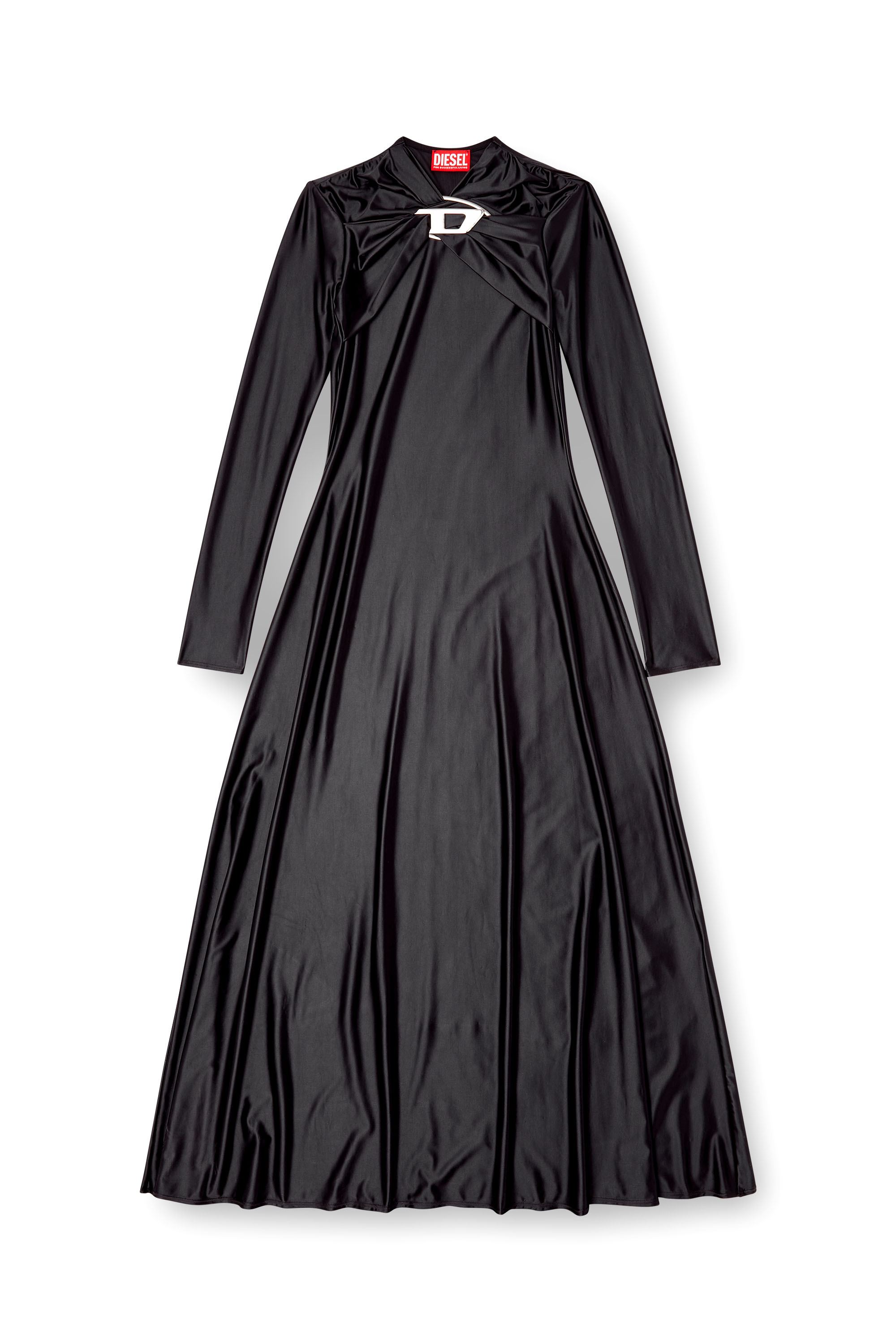 Diesel - D-IAMO, Woman's Draped nylon dress in Black - 3