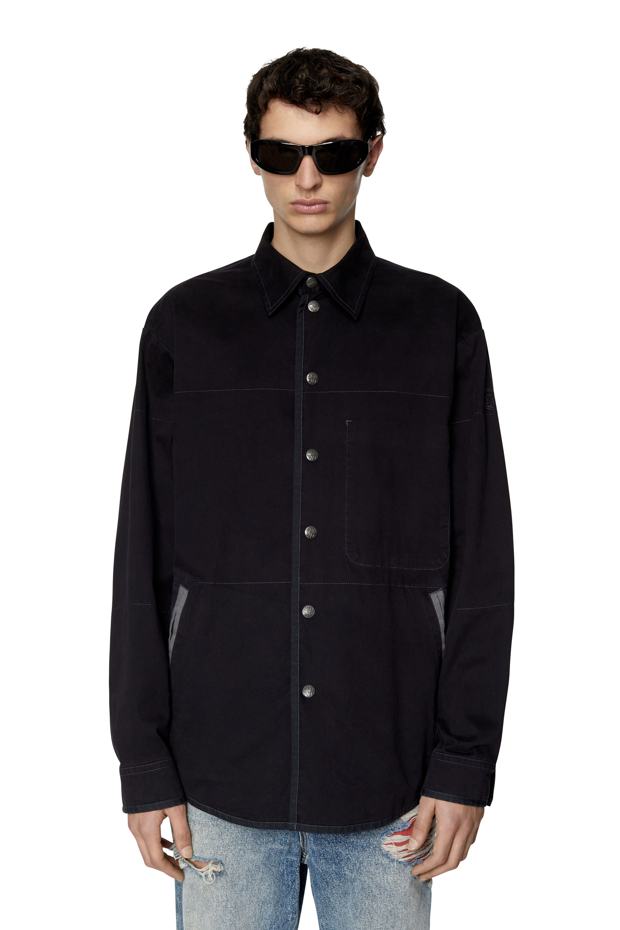 DIESEL SHIRT JACKET IN PEACHED TWILL