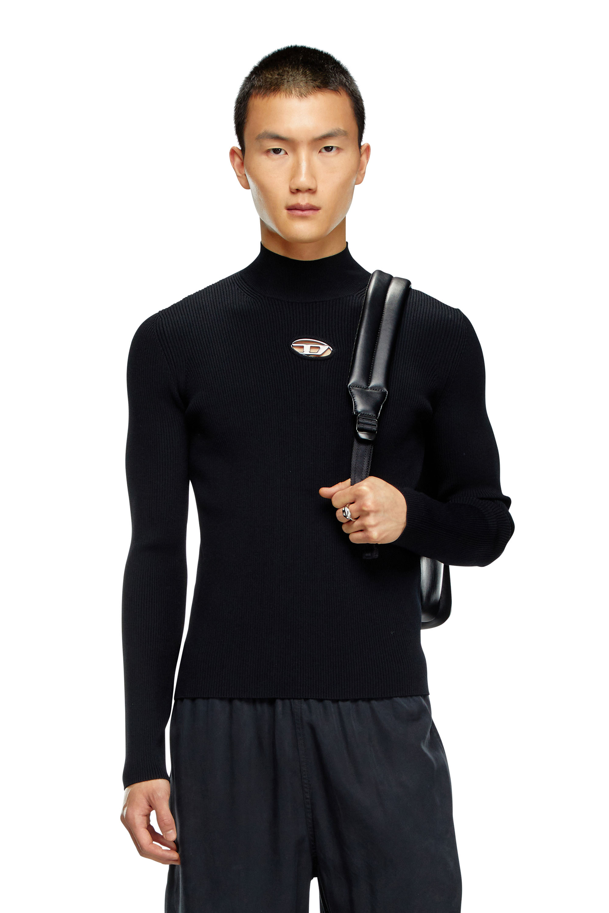 Diesel - Mock-neck jumper with Oval D - T-Shirts - Man - Black