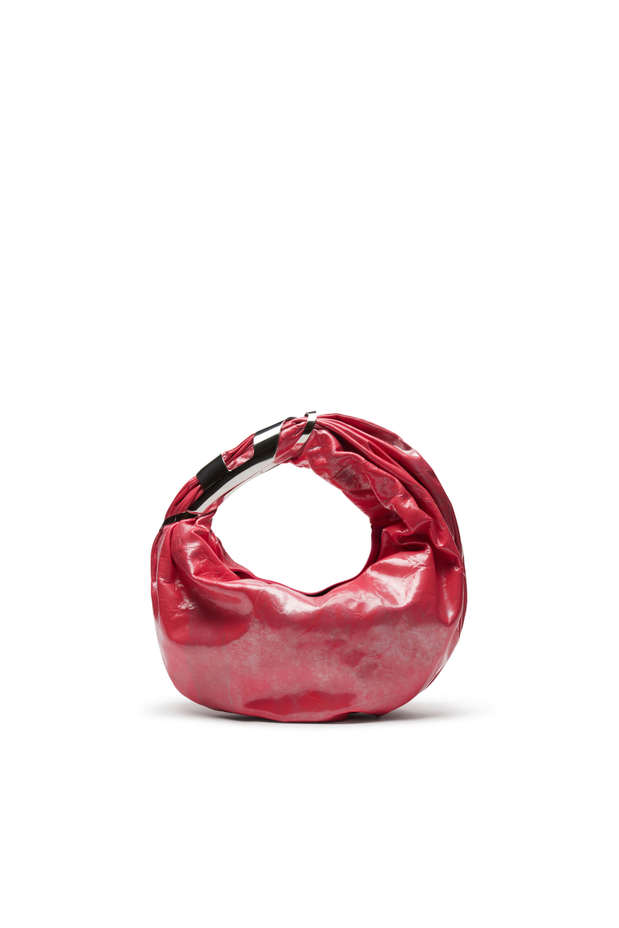 Diesel - Grab-D S-Hobo bag in metallic leather - Shoulder Bags - Woman - Pink