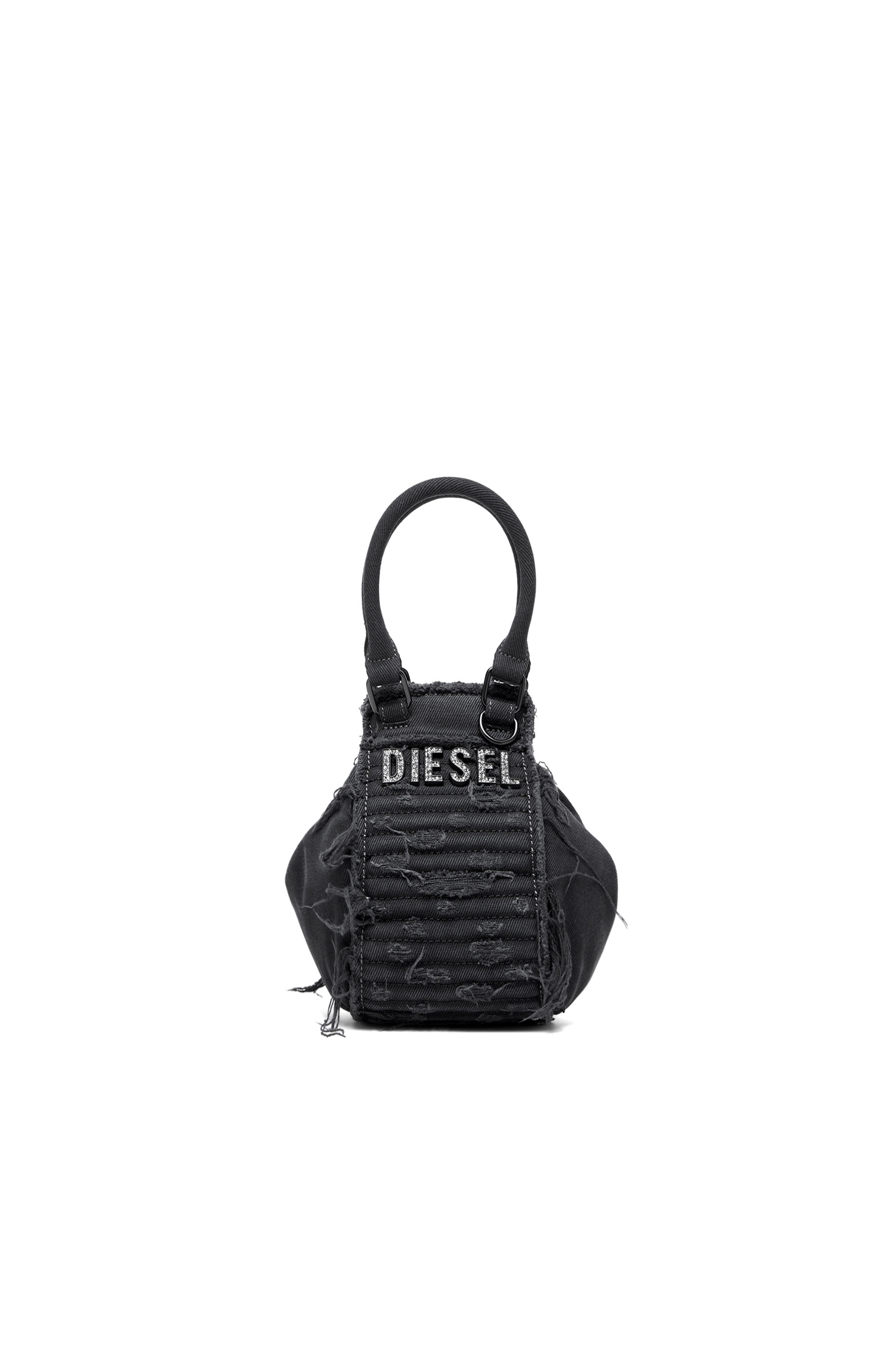 Diesel - Mini borsa a sacco in tela con cristalli - Borse a Spalla - Donna - Nero
