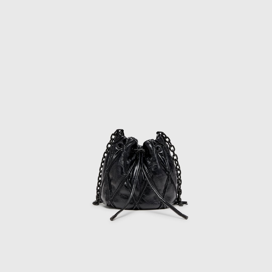 Diesel - Charm-D - Bucket bag in shiny quilted PU - Shoulder Bags - Woman - Black