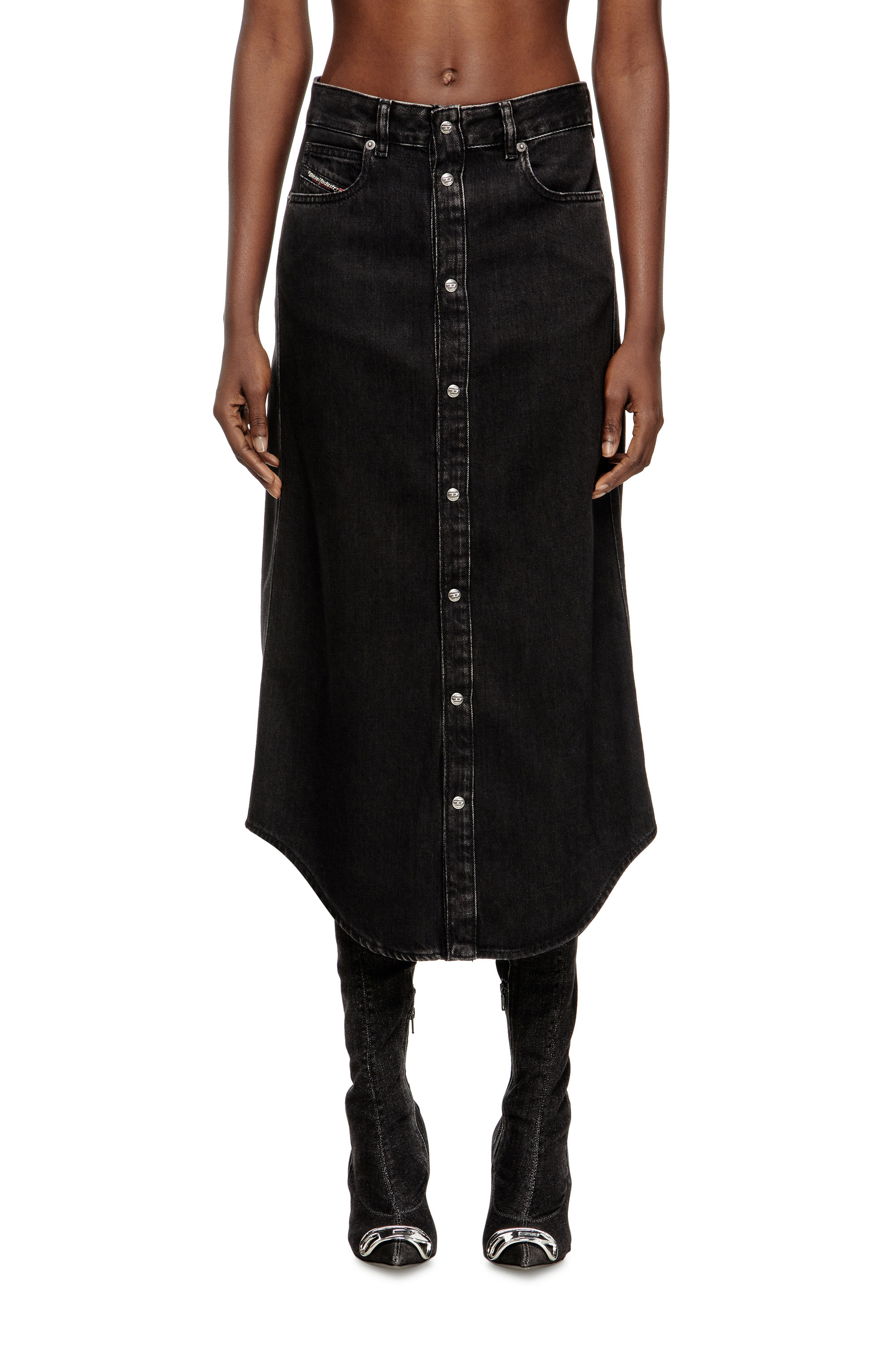 Diesel Women's Black - Midi Denim Skirt - Skirts - Woman Size 28