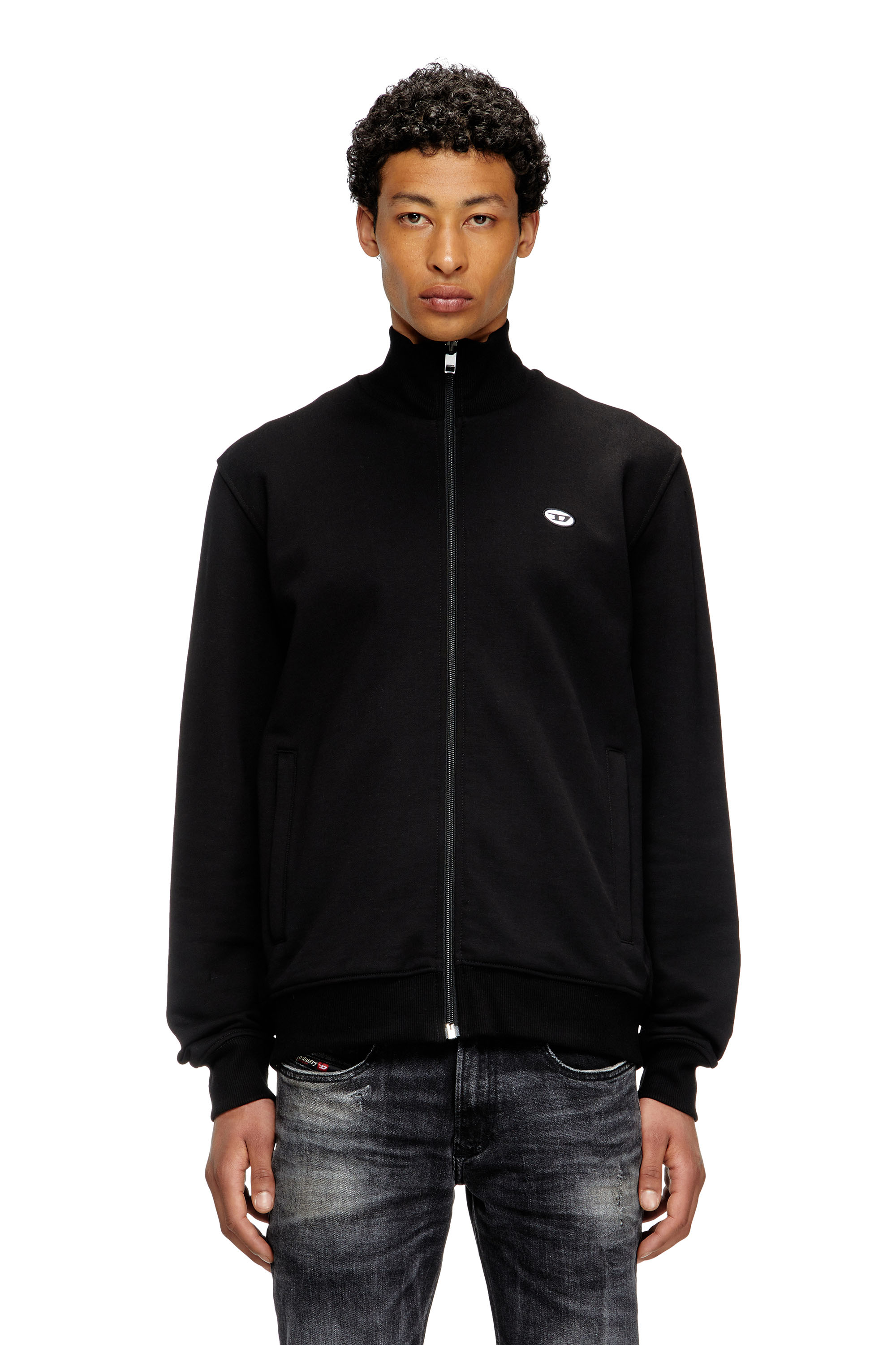 Diesel - Track jacket with Oval D patch - Sweaters - Man - Black