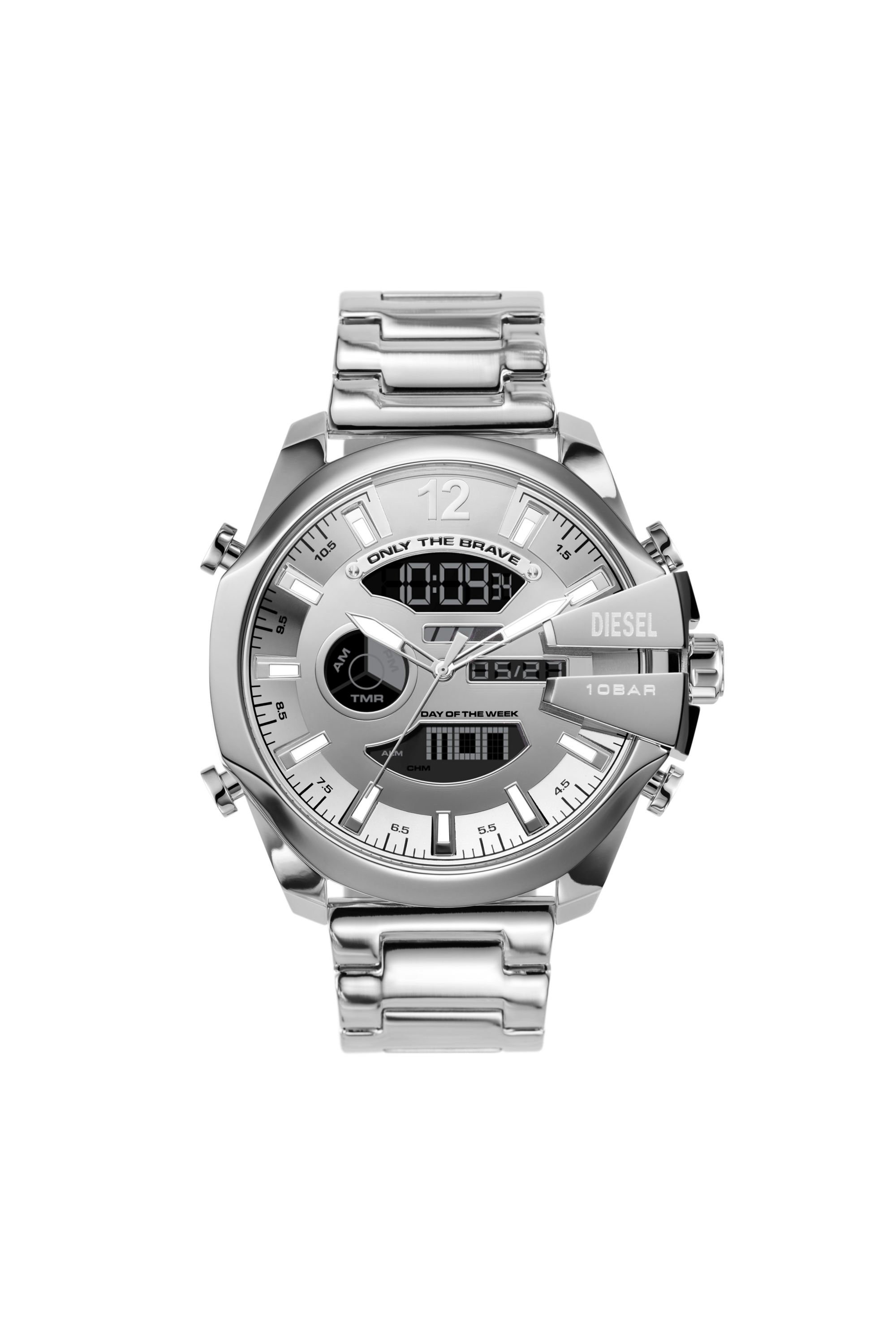 Diesel - Mega Chief ana-digi stainless steel watch - Timeframes - Man - Silver