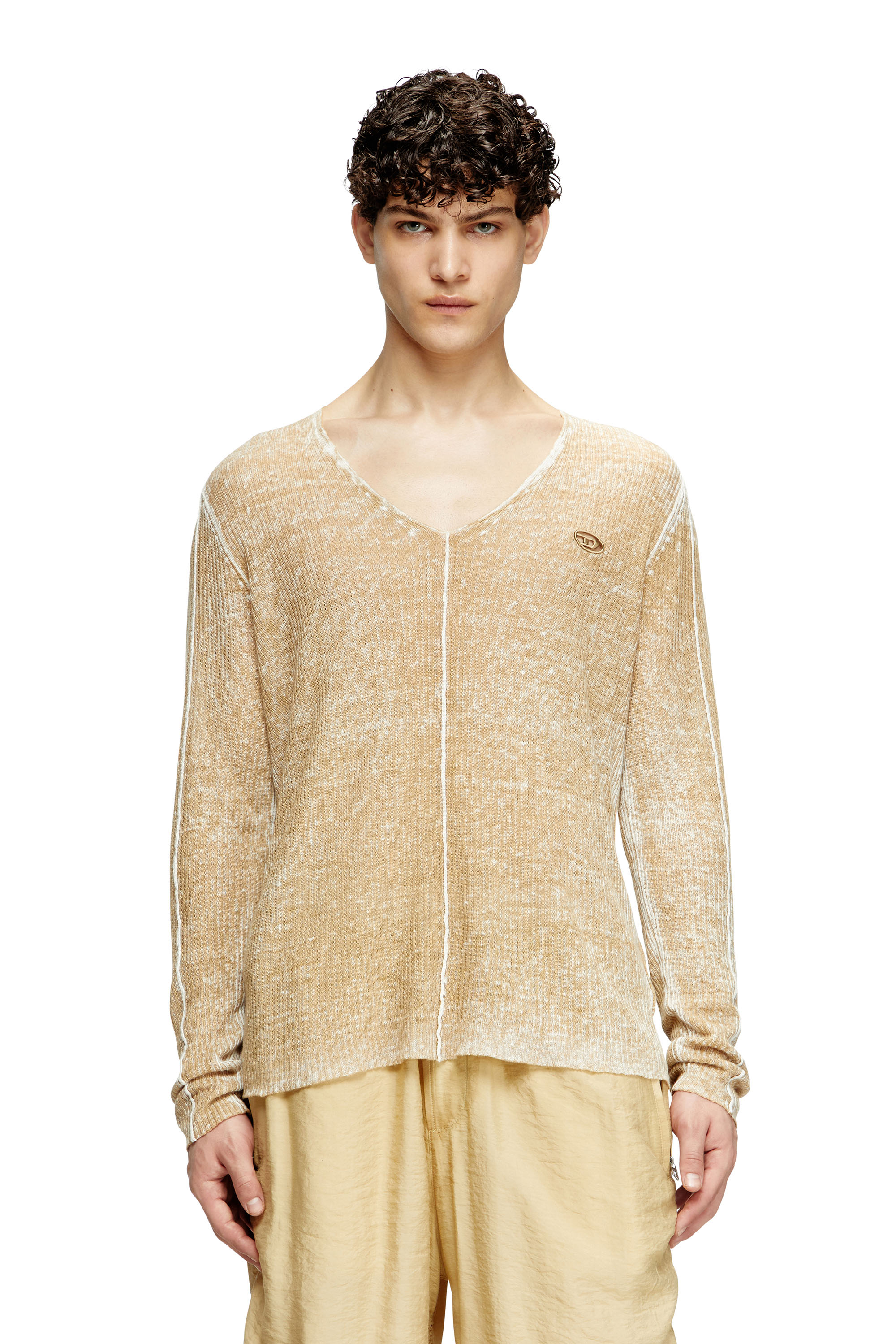 Diesel - Inside-print jumper with contrast detail - Knitwear - Man - Beige