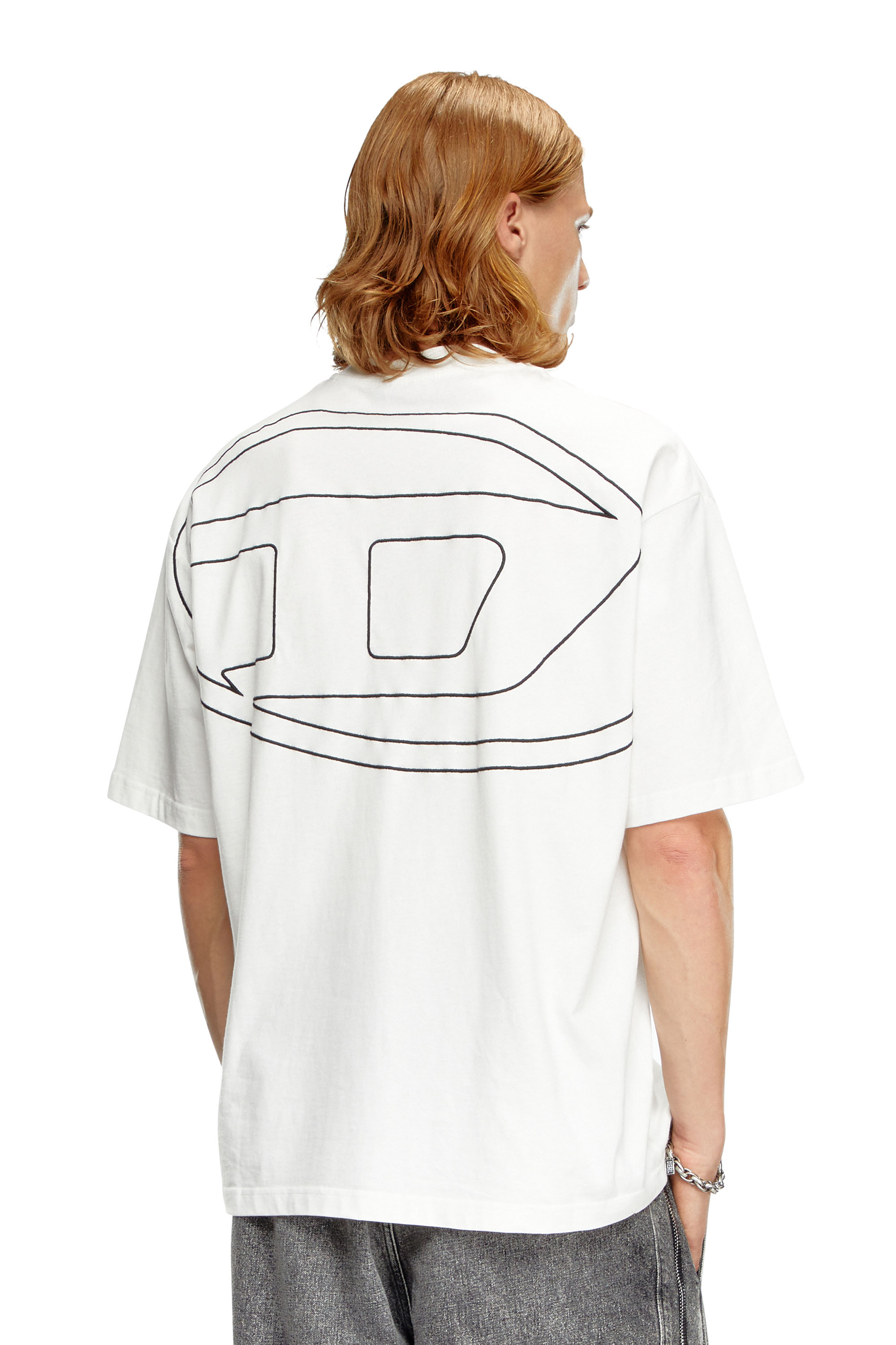 Diesel - T-shirt with maxi oval D embroidery - T-Shirts - Man - White