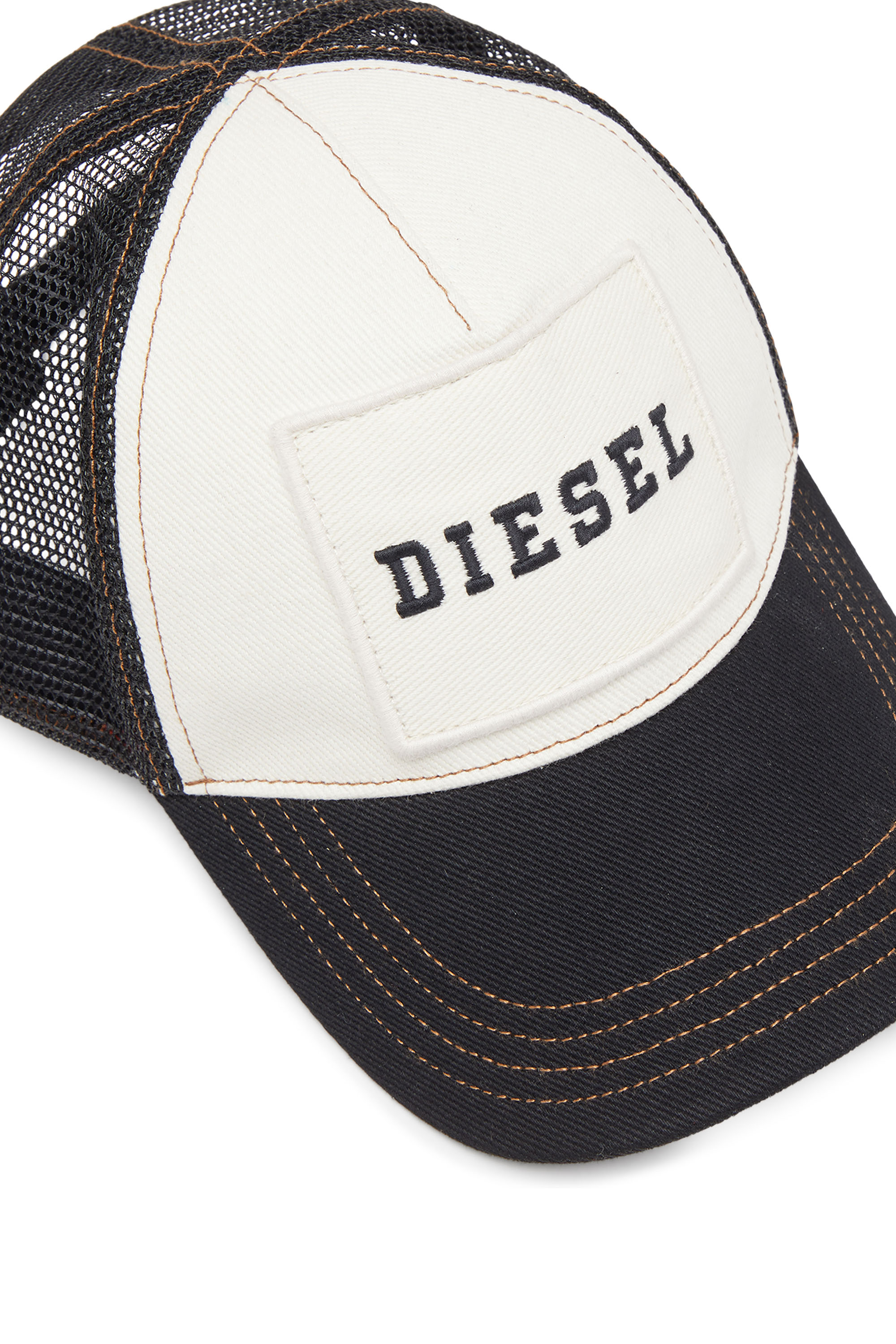Diesel - C-MESHYFLY-20TH, Man's Cotton cap with mesh back and logo in Black/White - 3