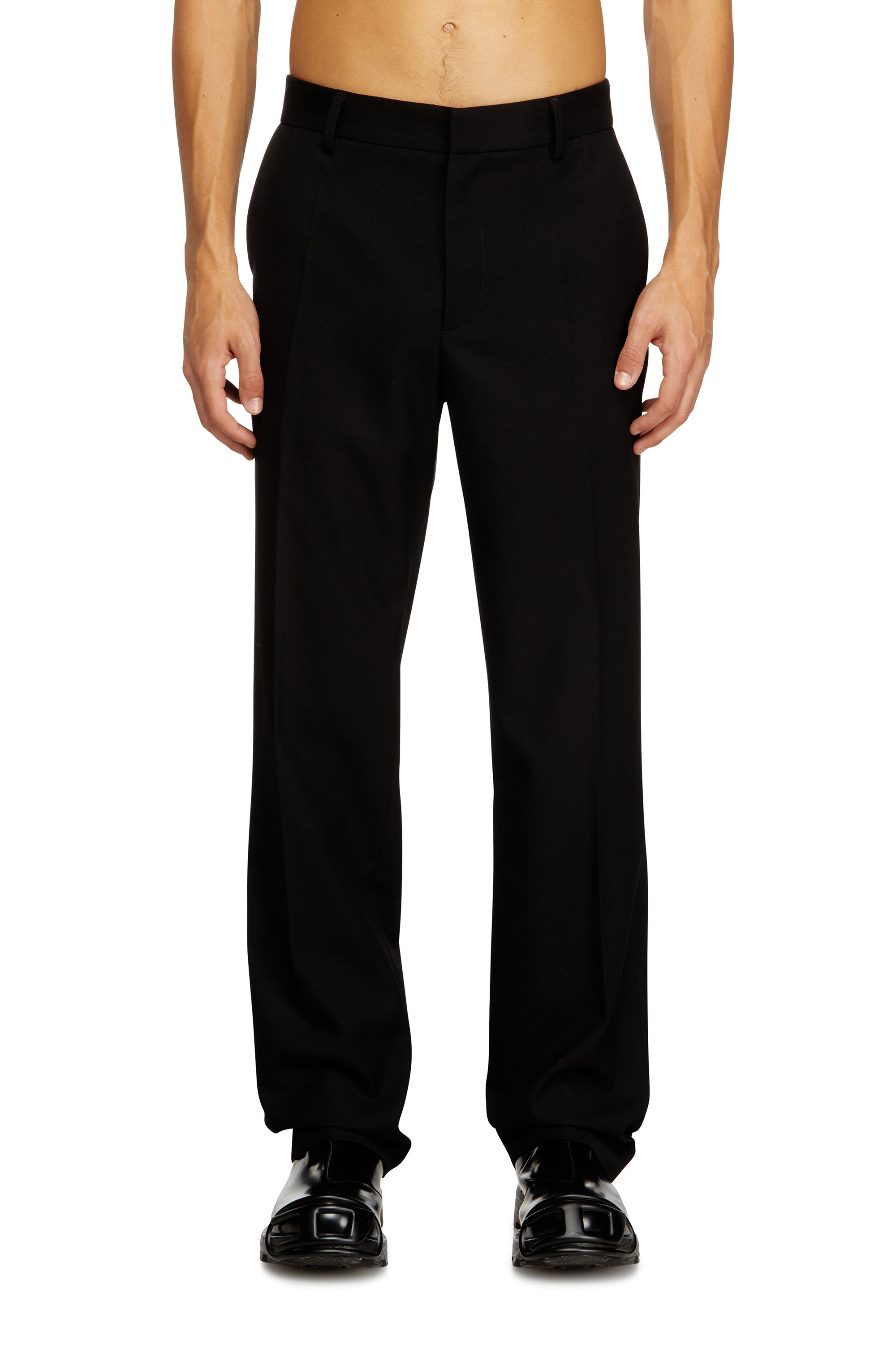 Diesel Nero Uomo - Pantaloni In Misto Lana Con Targhetta In Metallo - Pantaloni Taglia 52