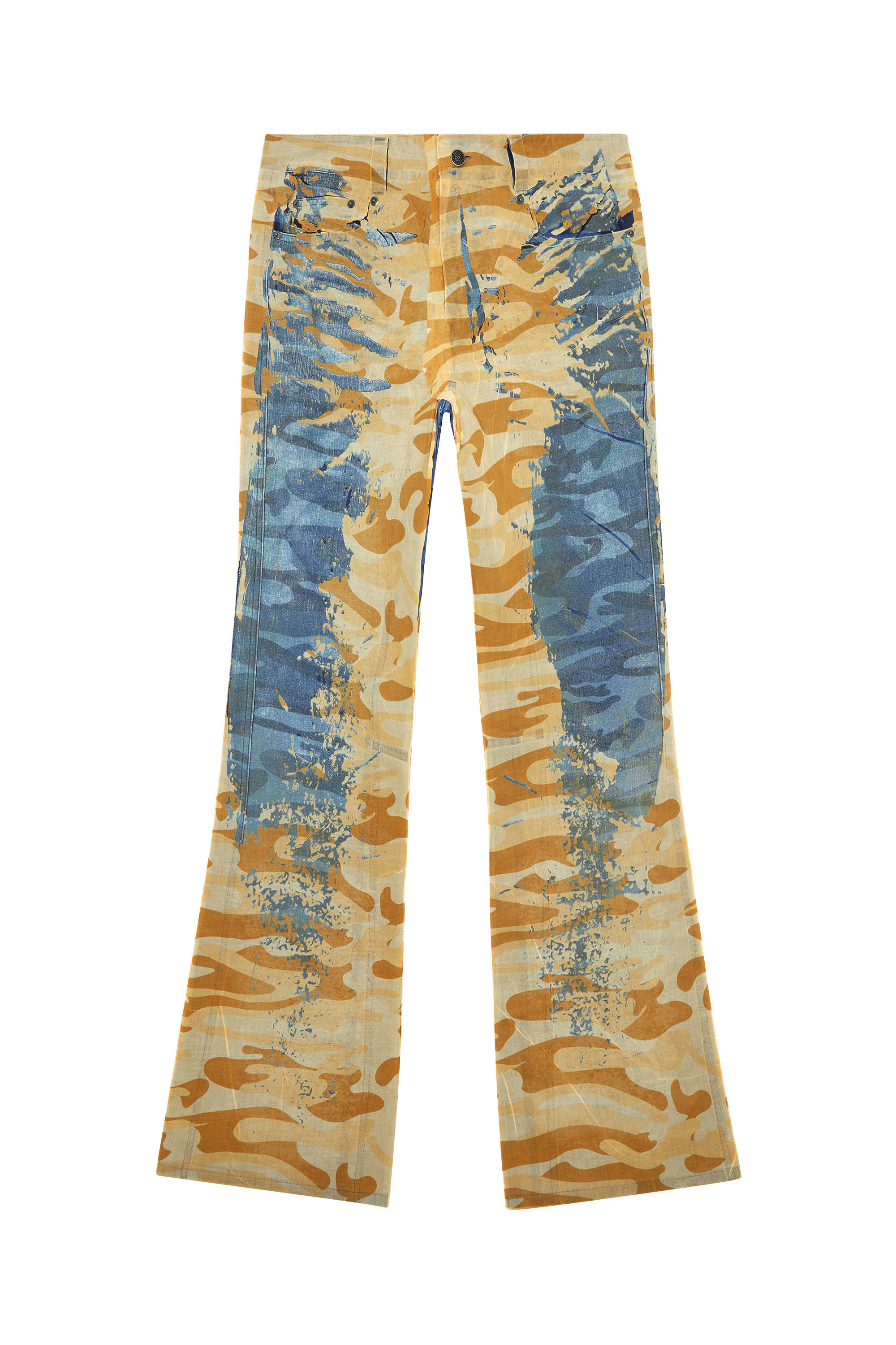 Shop Diesel Camo Pants With Peel-off Muslin In Multicolor