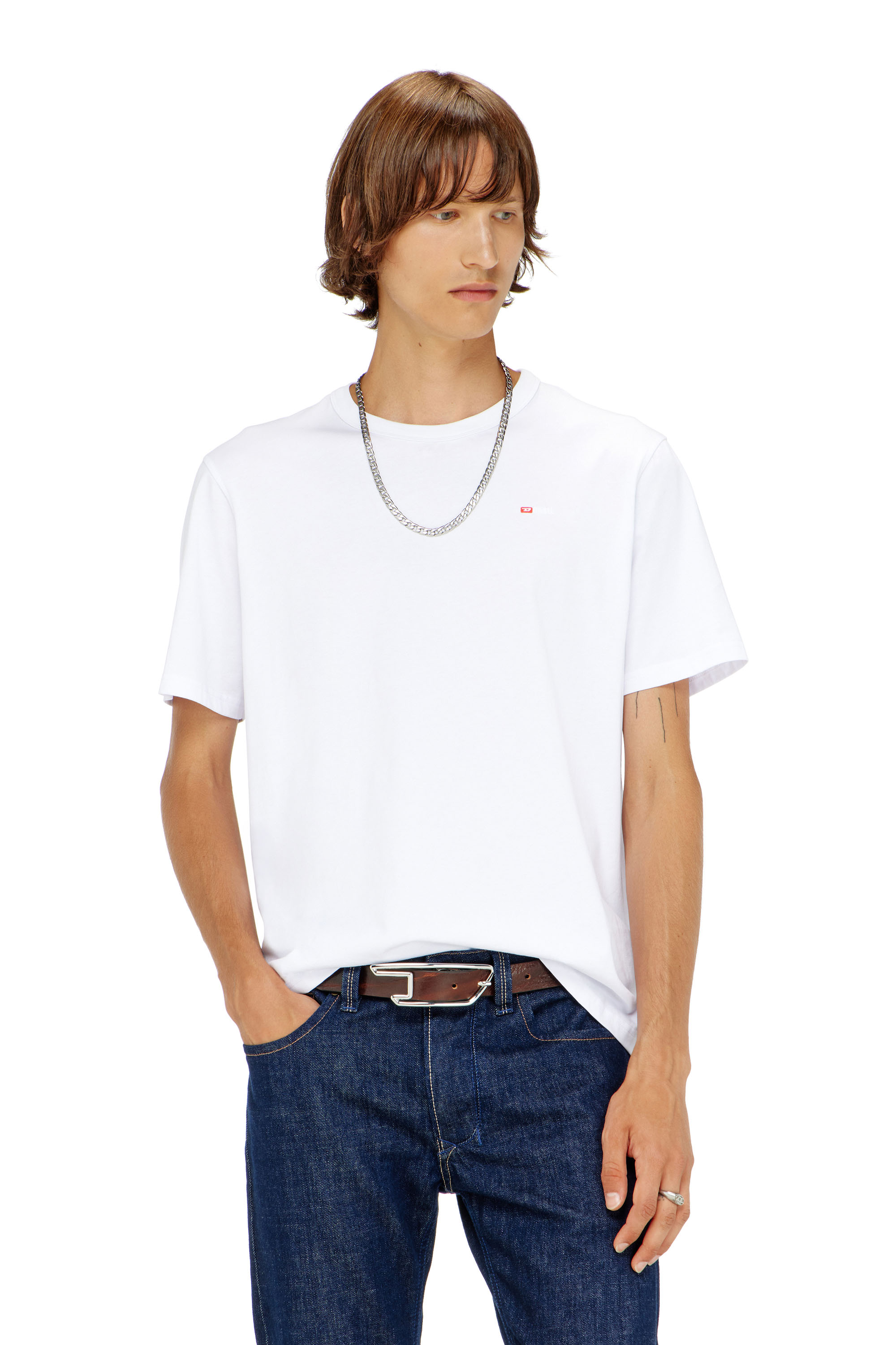 Diesel Bianco Unisex - T-Shirt Con Micro Logo Ricamato - T-Shirts Extra Grande