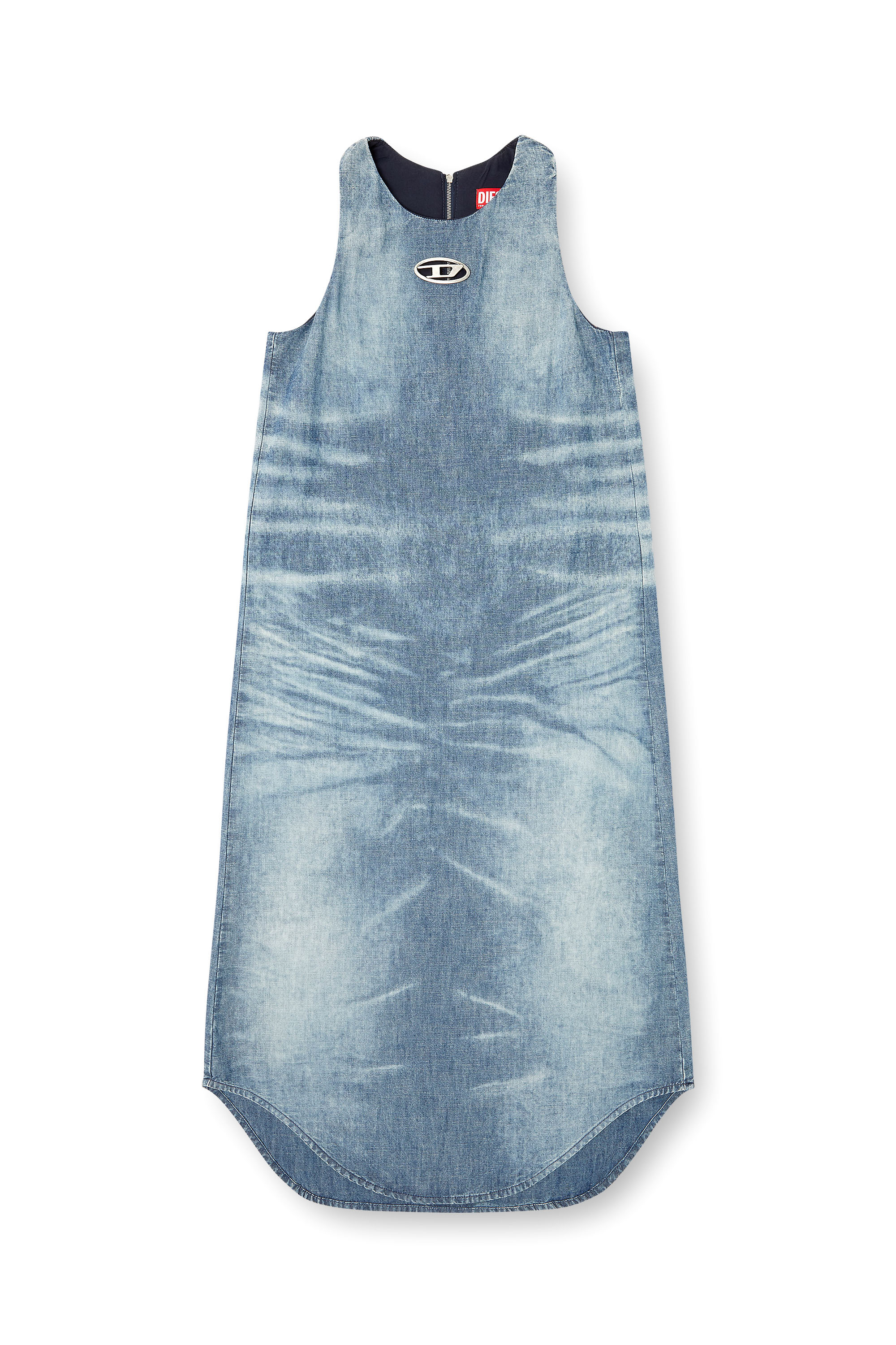 Diesel - DE-LINA-S, Woman's Long dress in marbled denim in Light Blue - 3