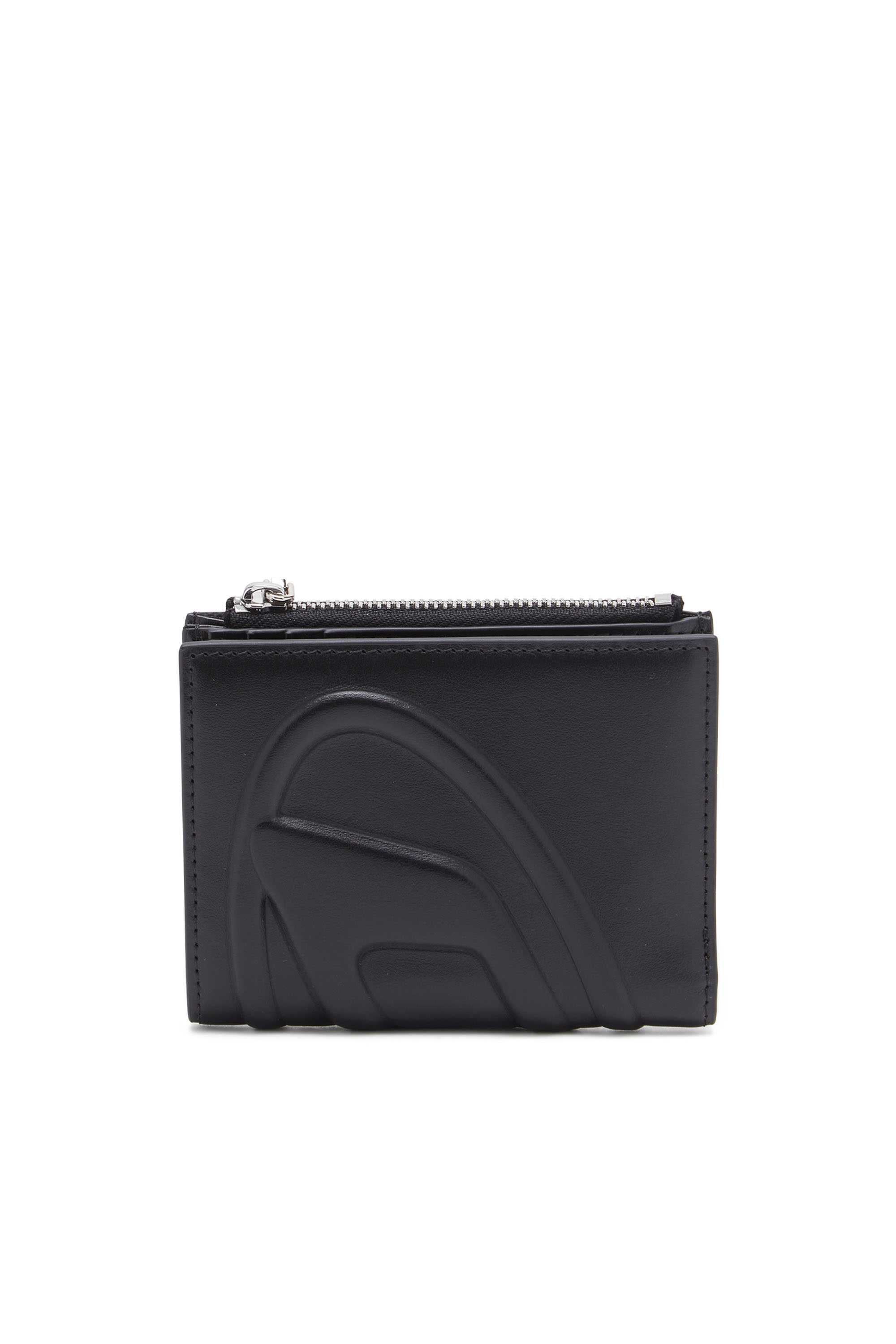 Diesel - Petit portefeuille en cuir avec logo embossé - Petits Portefeuilles - Femme - Noir