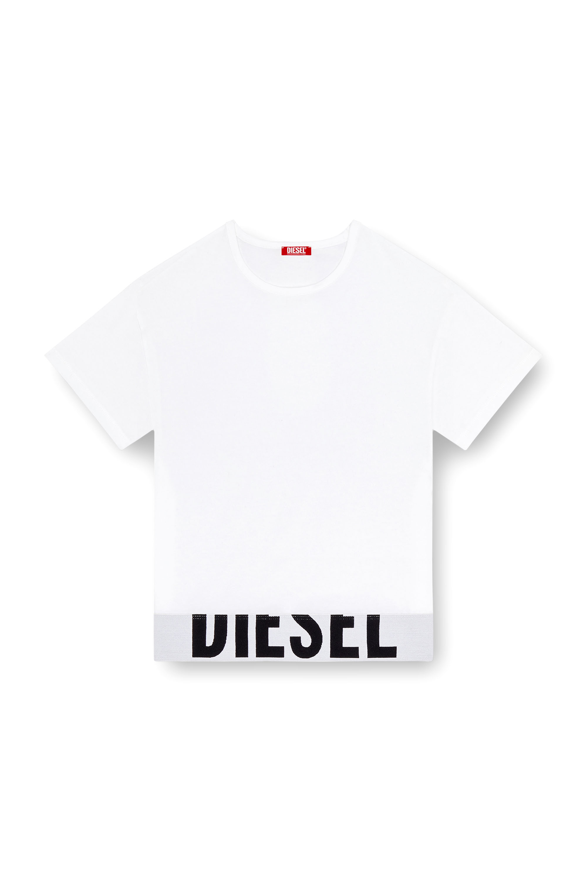 Diesel - UFTEE-SPORT-CROPPED-T-SHIRT, Woman's Sporty cropped top with logo band in White - 3