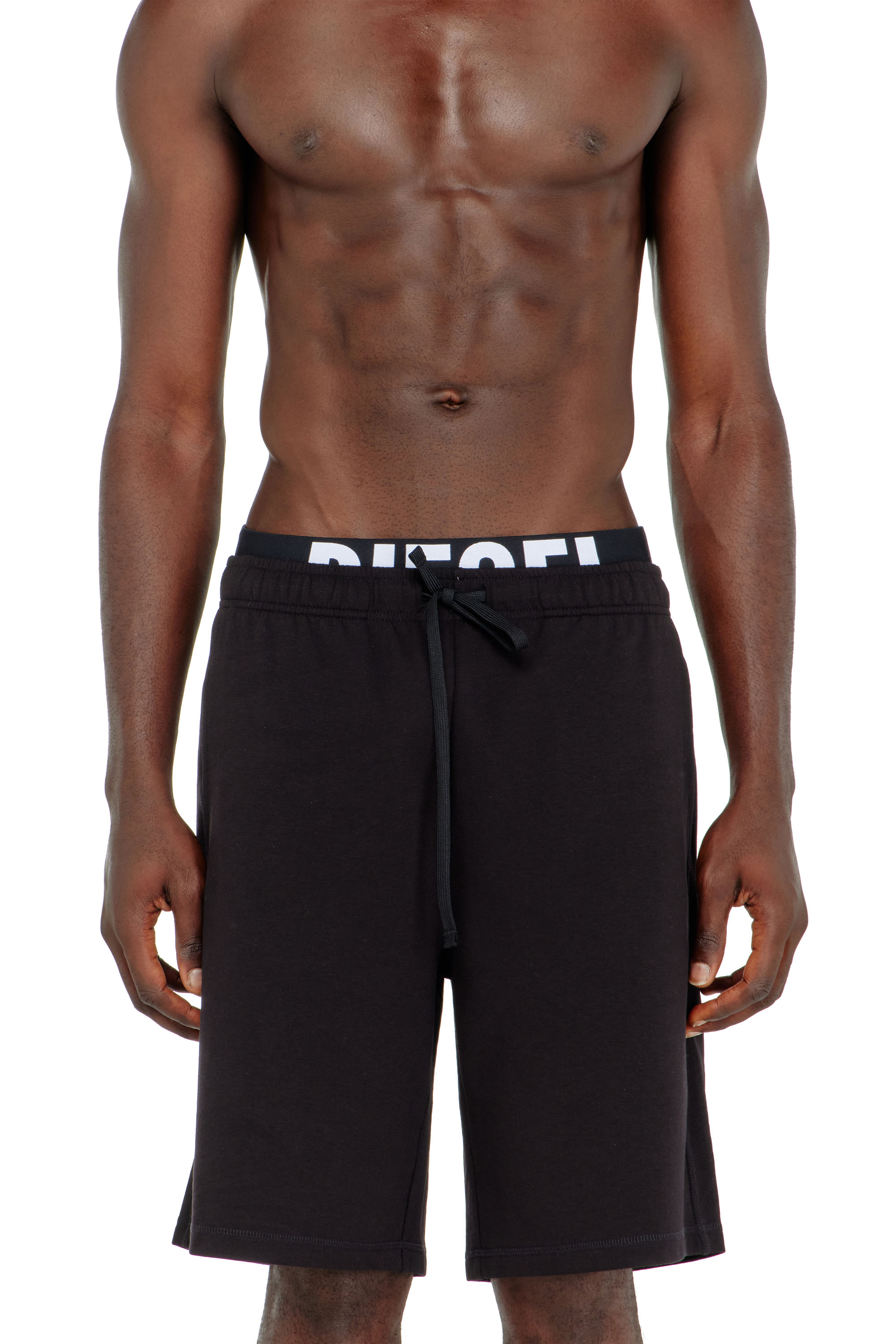 Diesel - Cotton shorts with Diesel logo waistband - Pants - Man - Black