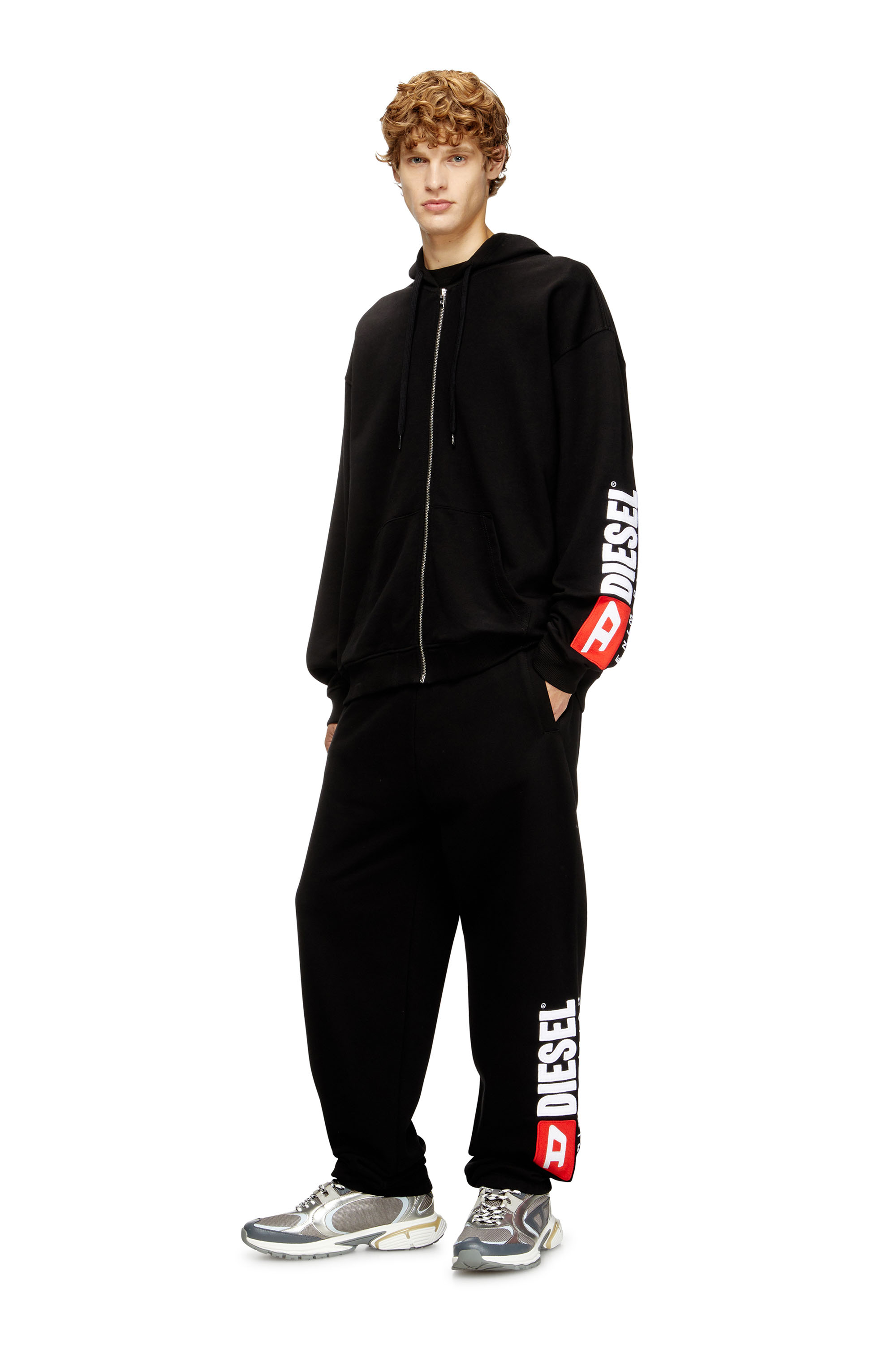 Diesel - P-MARKY-DIV, Man's Cotton sweatpants with Diesel patch in Black - 2