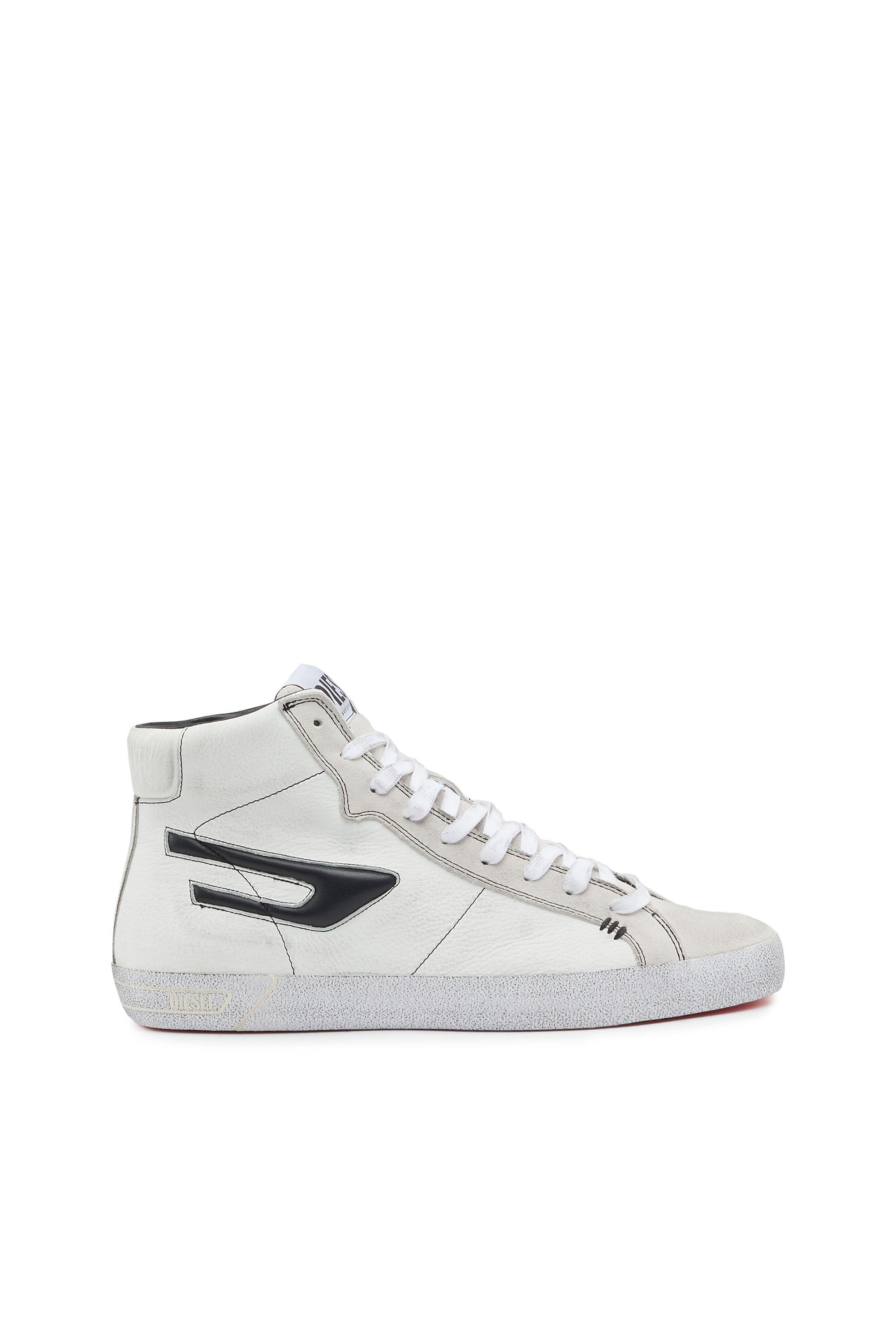 Diesel - S-Leroji Mid - High-top leather sneakers with D logo - Sneakers - Man - White