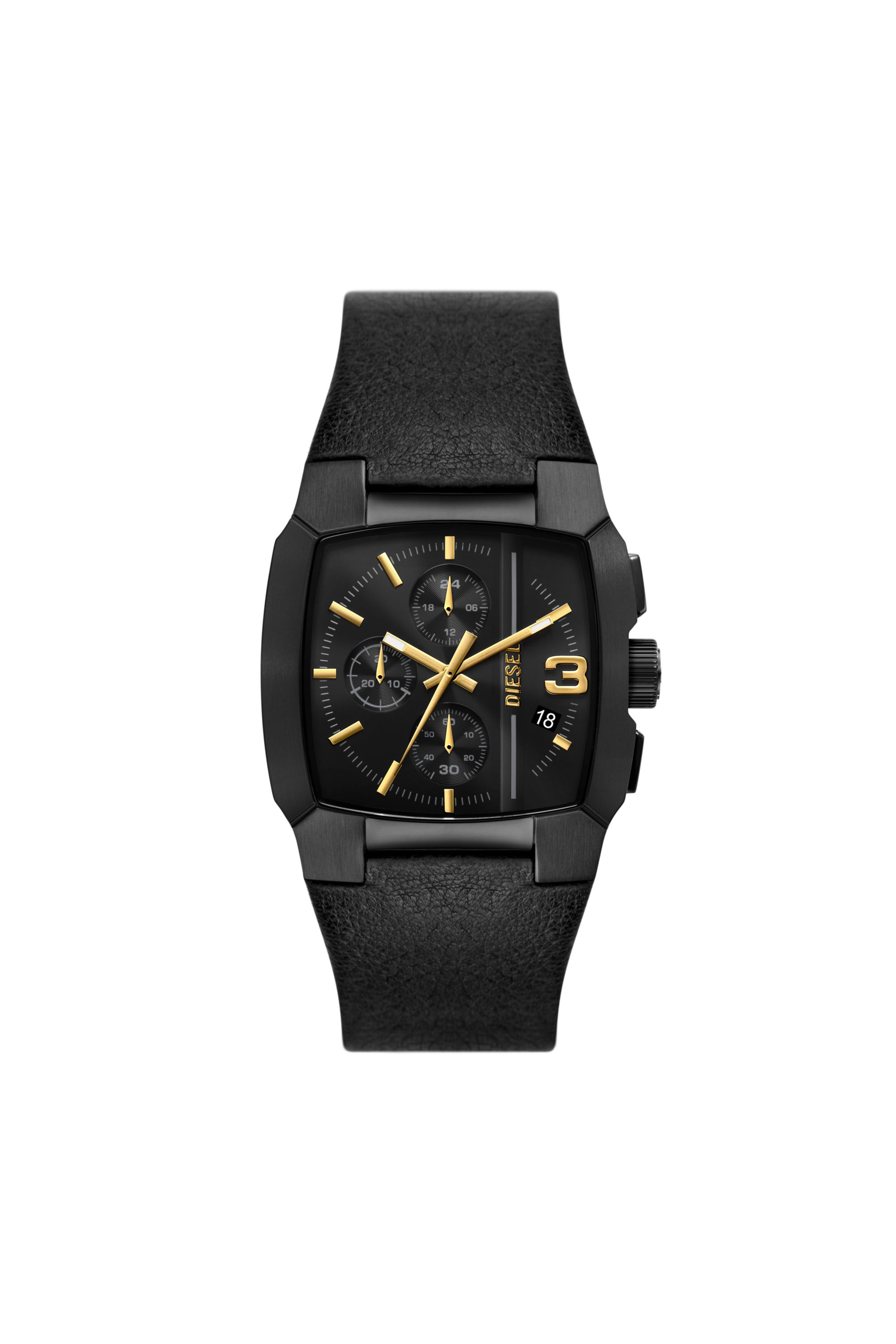 Diesel - Cliffhanger chronograph black leather watch - Timeframes - Man - Black