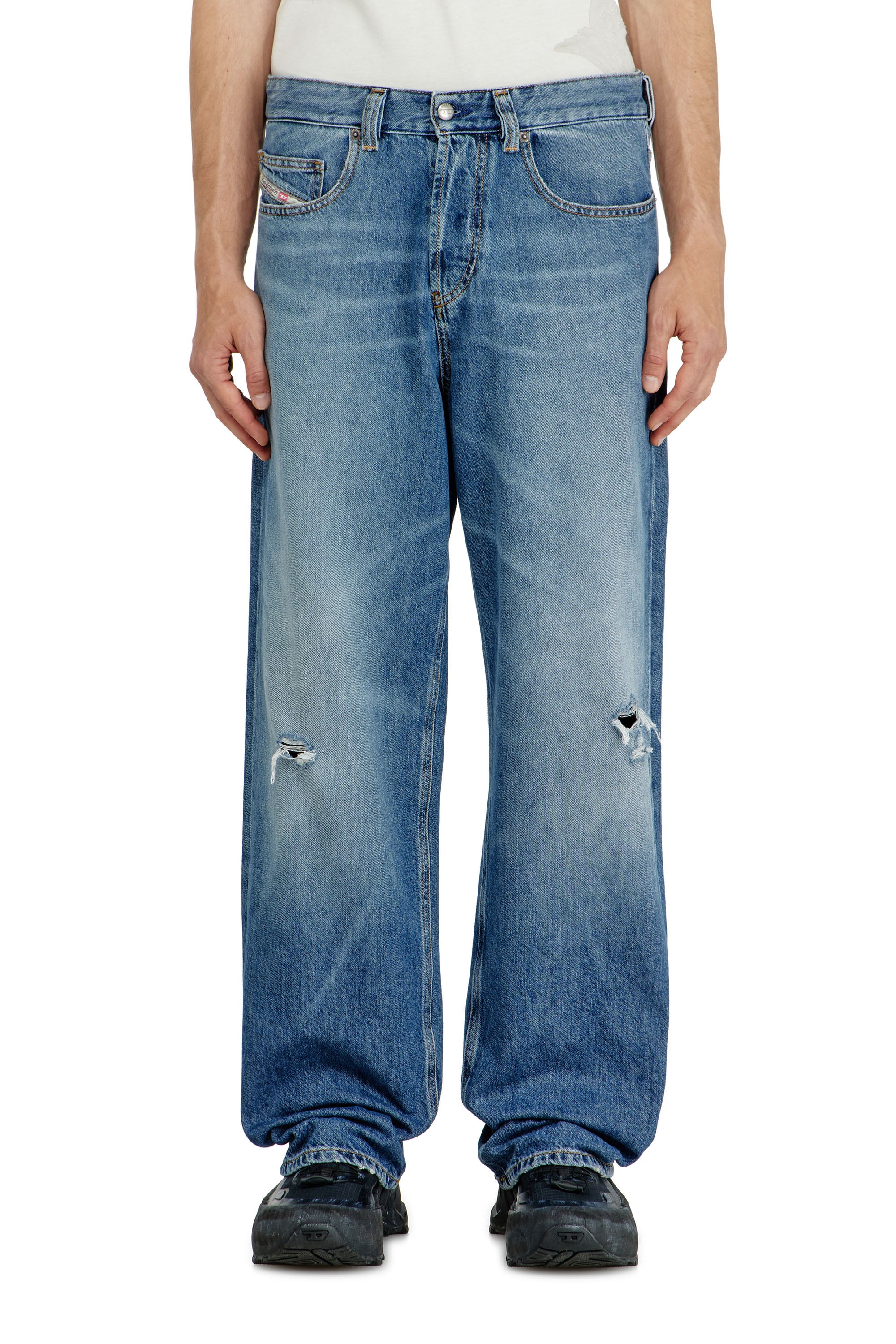 Diesel Homem Azul Relaxed Jeans Low Waist 2001 D-Macro, Button Fly Tamanho 36