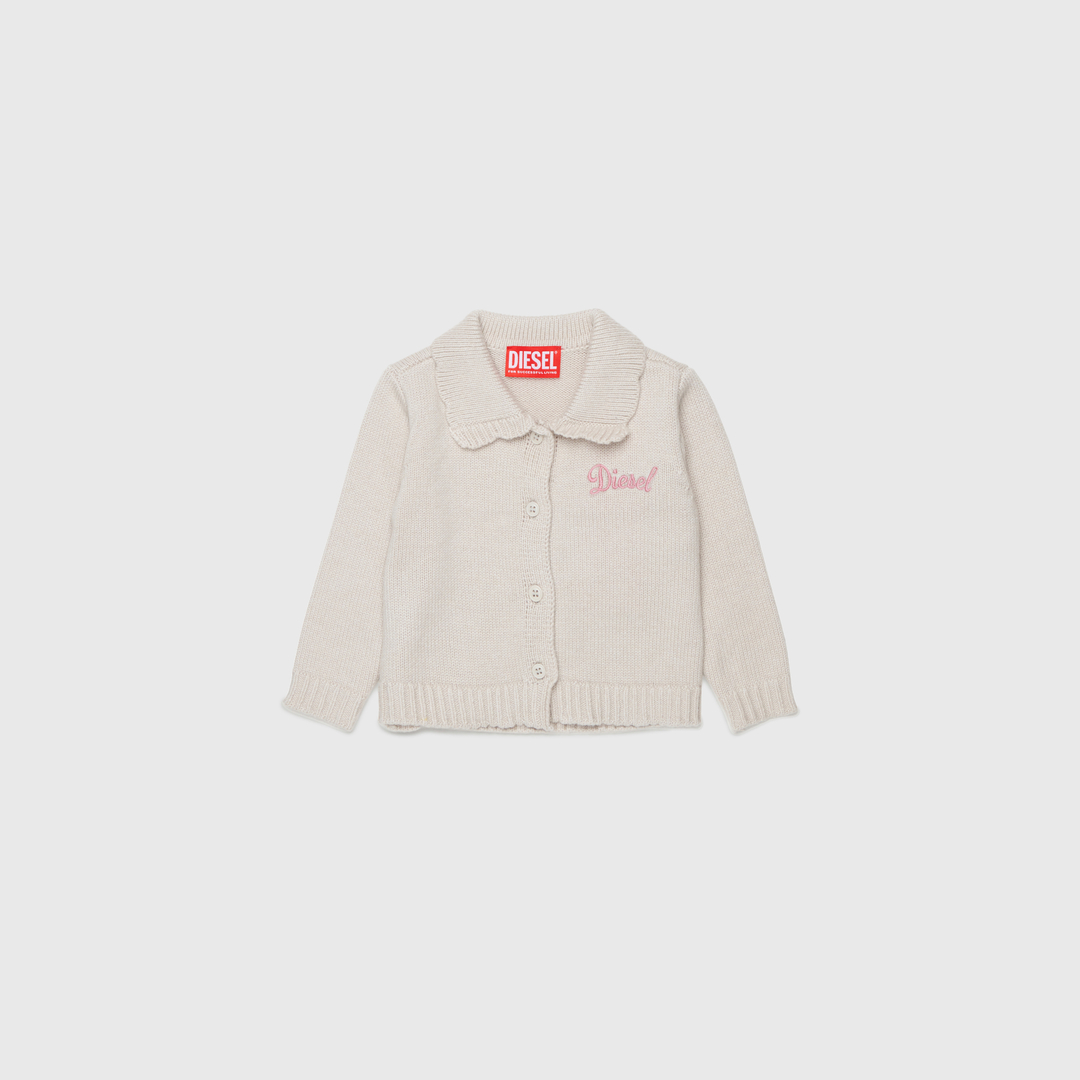 Diesel - Cardigan enrichi en cachemire avec col festonné - Pull Maille - Femme - Blanc