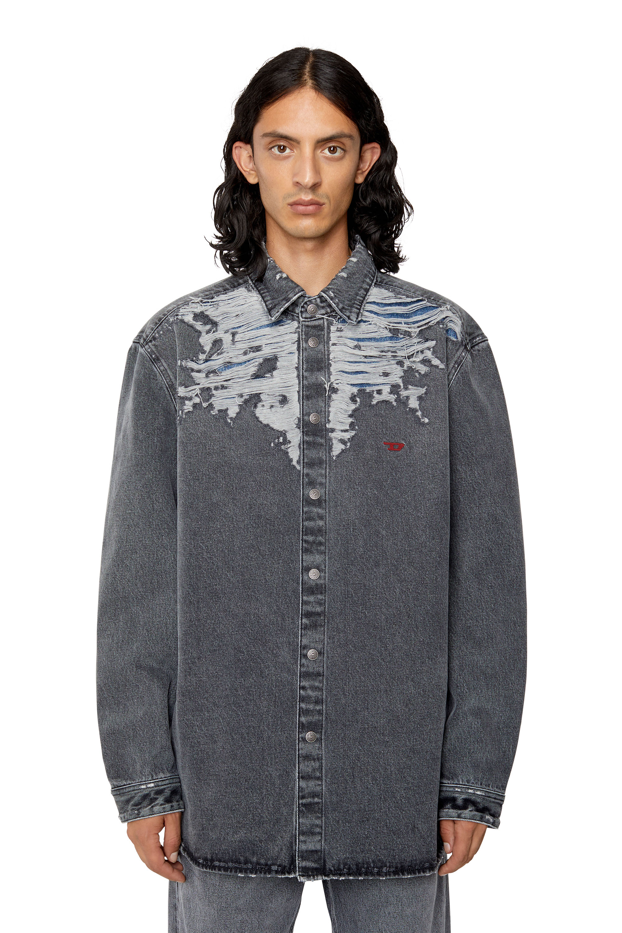 DIESEL CAMICIA IN DENIM DISTRESSED