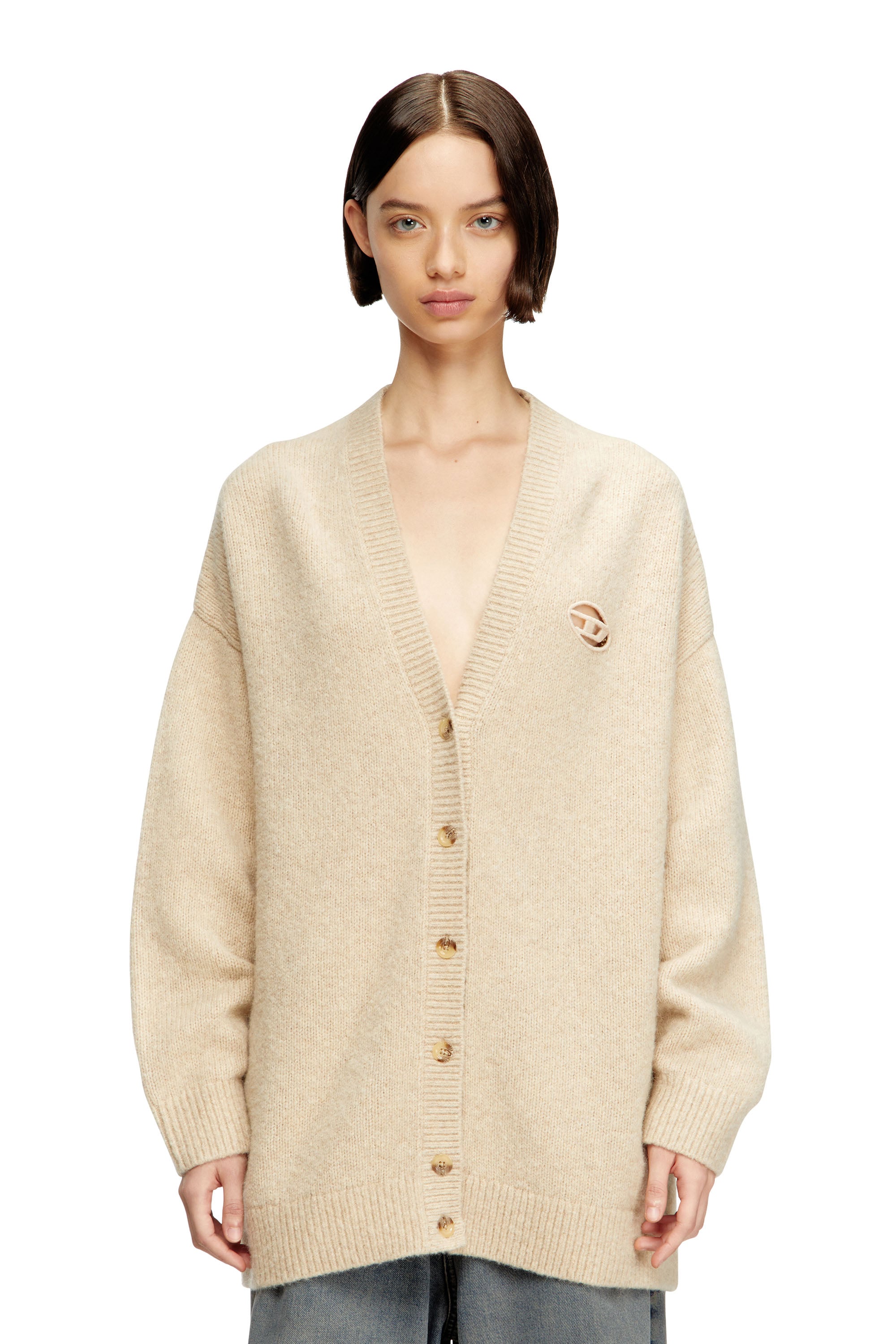Diesel - Cardigan in wool and alpaca blend - Knitwear - Woman - Beige
