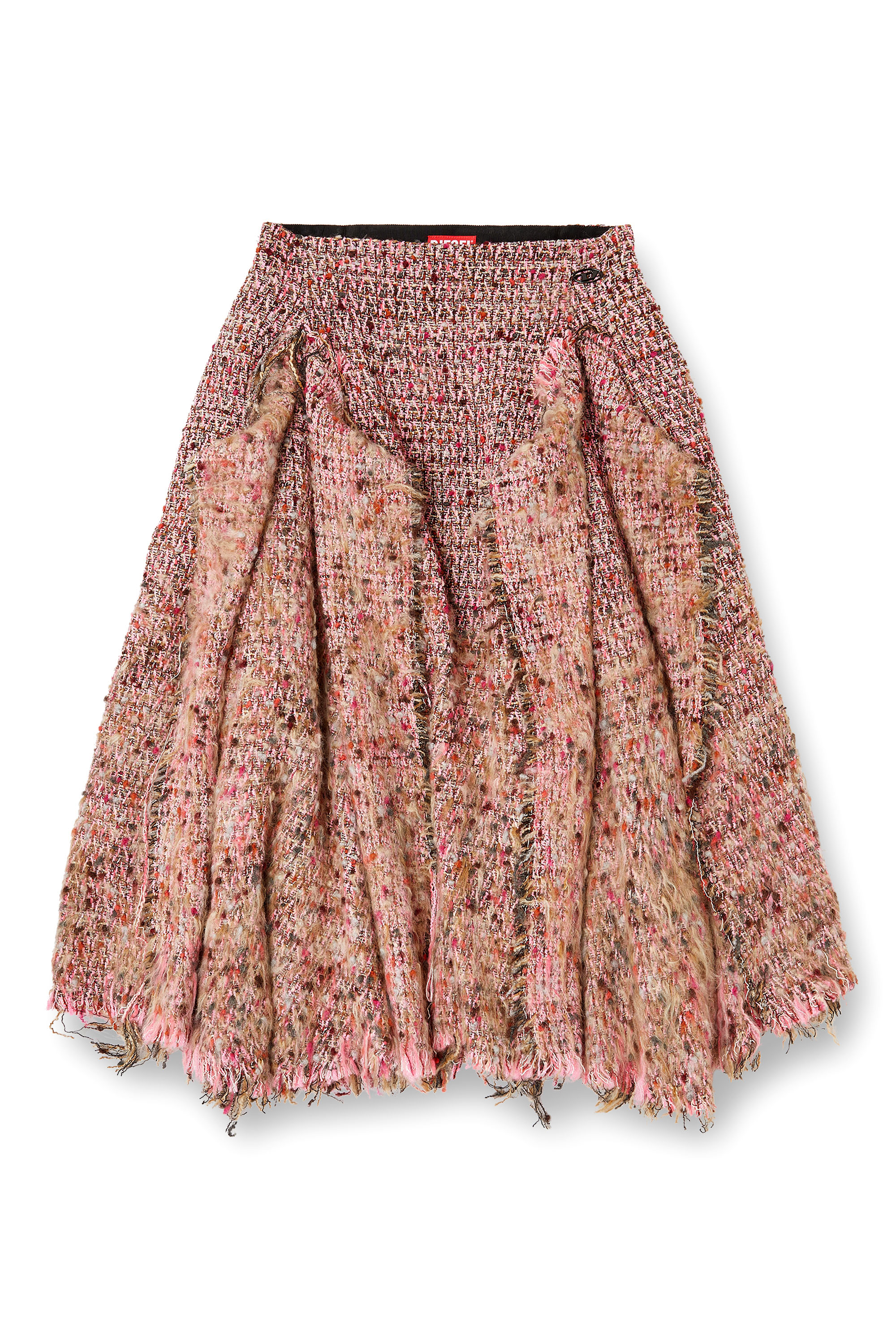 Diesel - O-RIELLA, Woman's Brushed bouclé skirt with frayed hem in Pink - 3