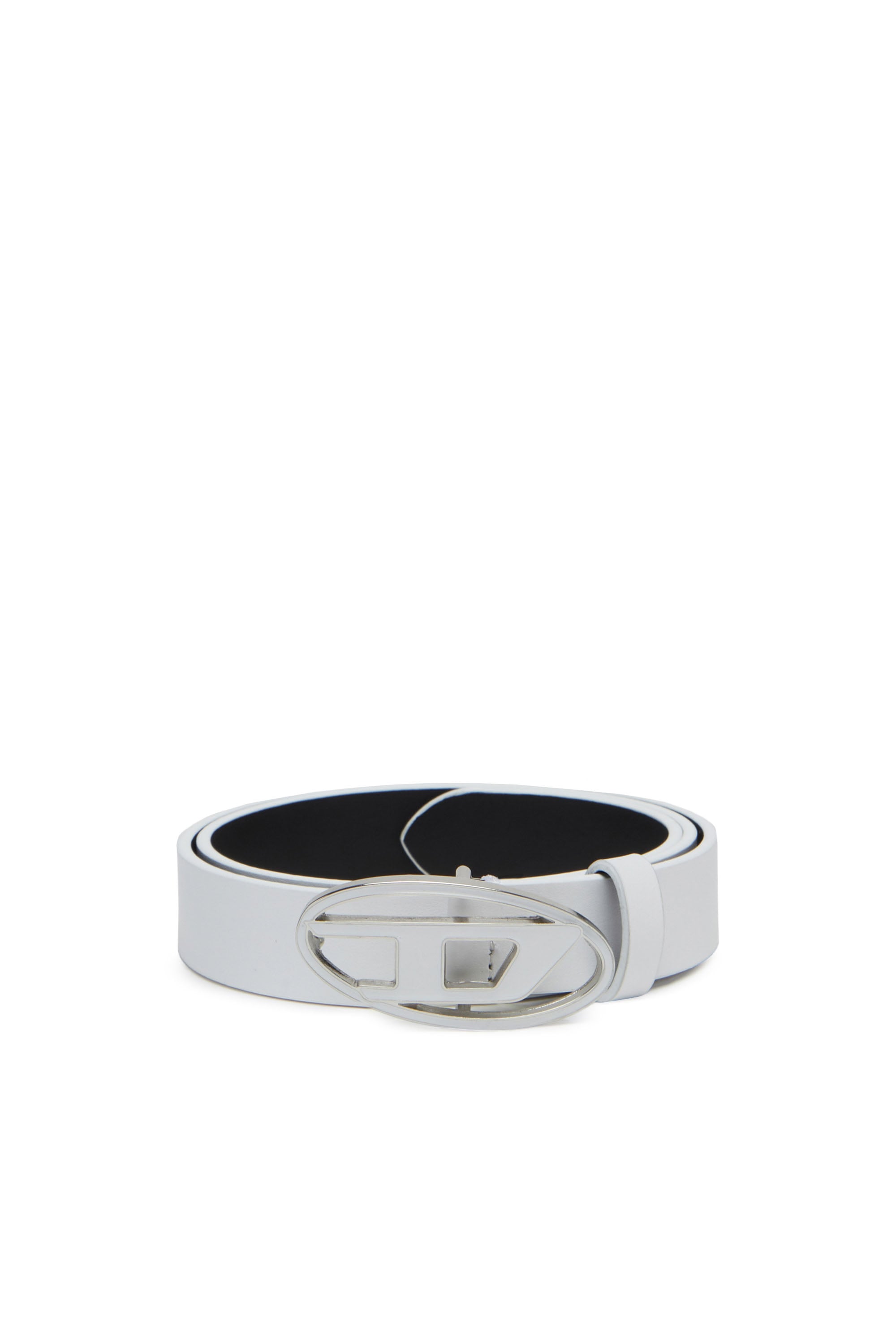 Diesel - 2.4cm leather belt with enamelled Oval D buckle - Belts - Woman - White