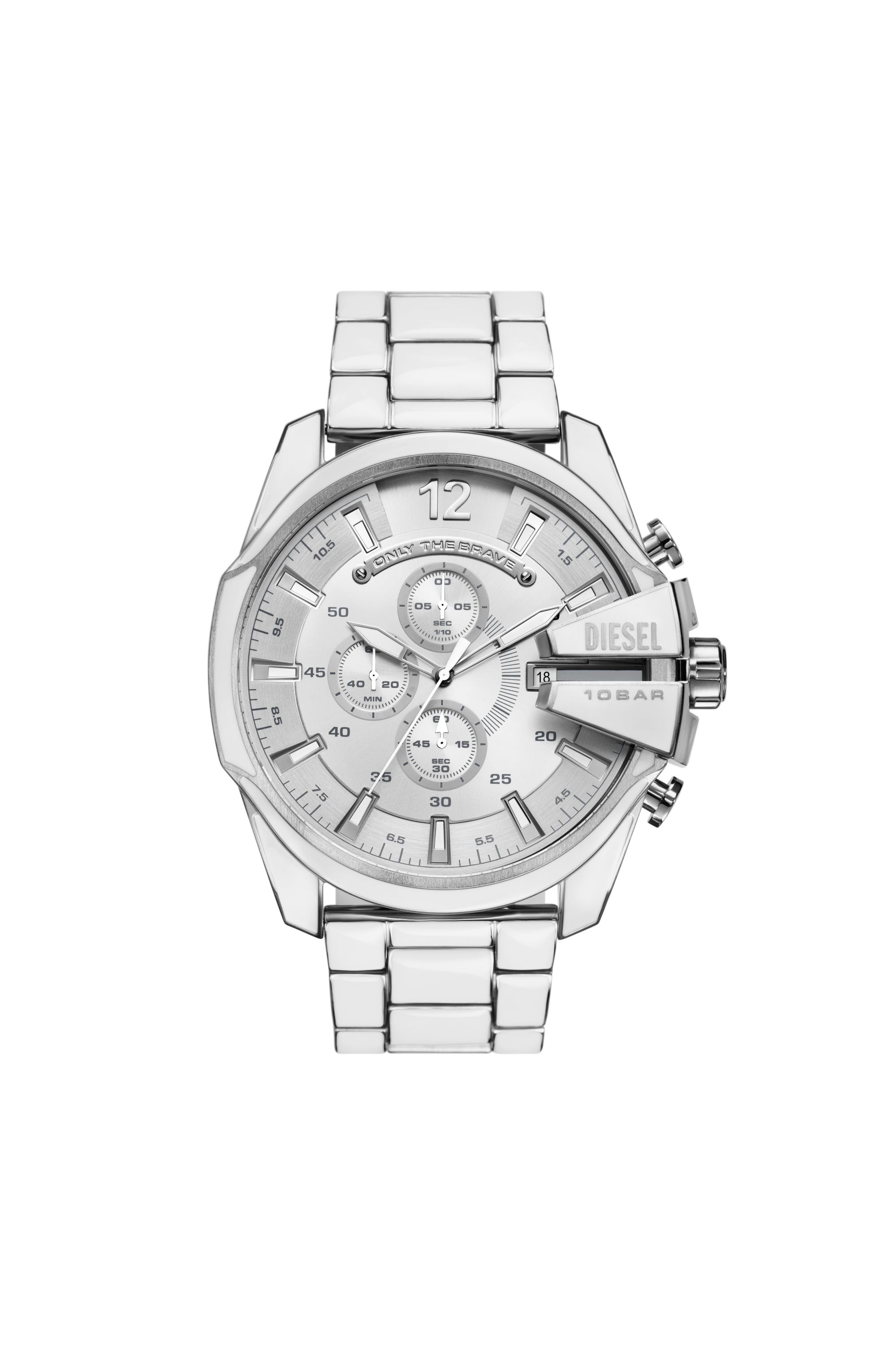 Diesel - Mega Chief Armbanduhr aus Edelstahl mit weißen Akzenten - Uhren - Herren - Silber