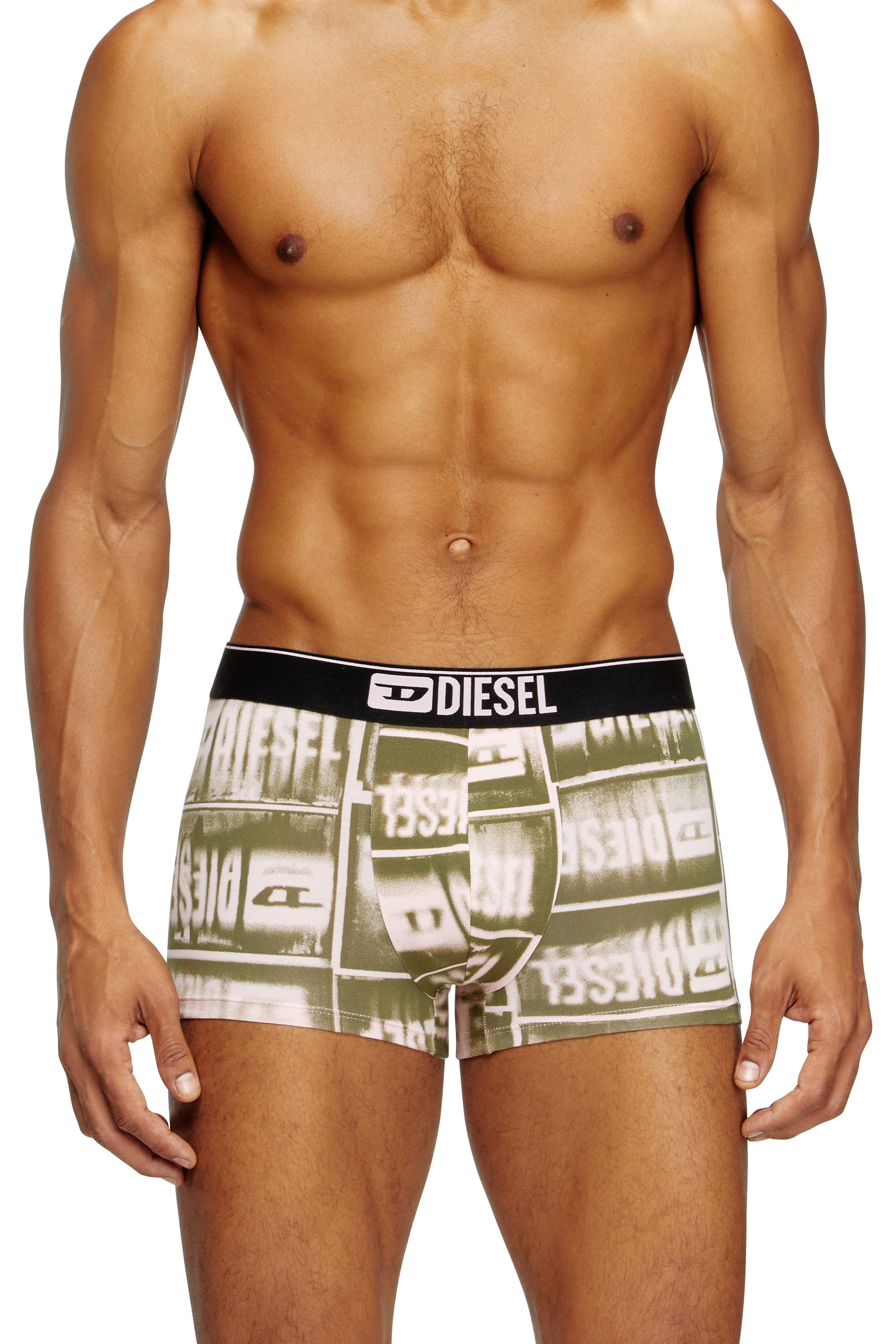 Diesel - DAMIEN-D-BOX, Man's Boxer briefs with faded logo print in Green - 3