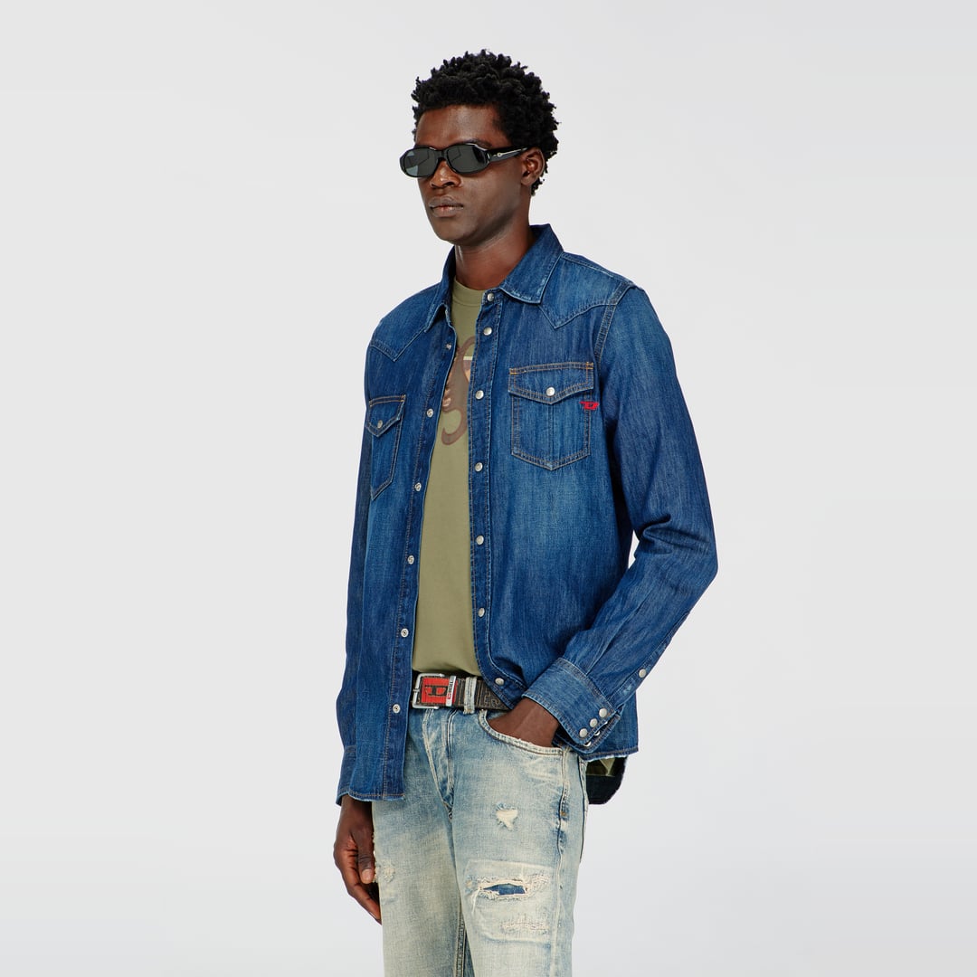 Diesel - Denim overshirt - Denim Shirts - Man - Blue