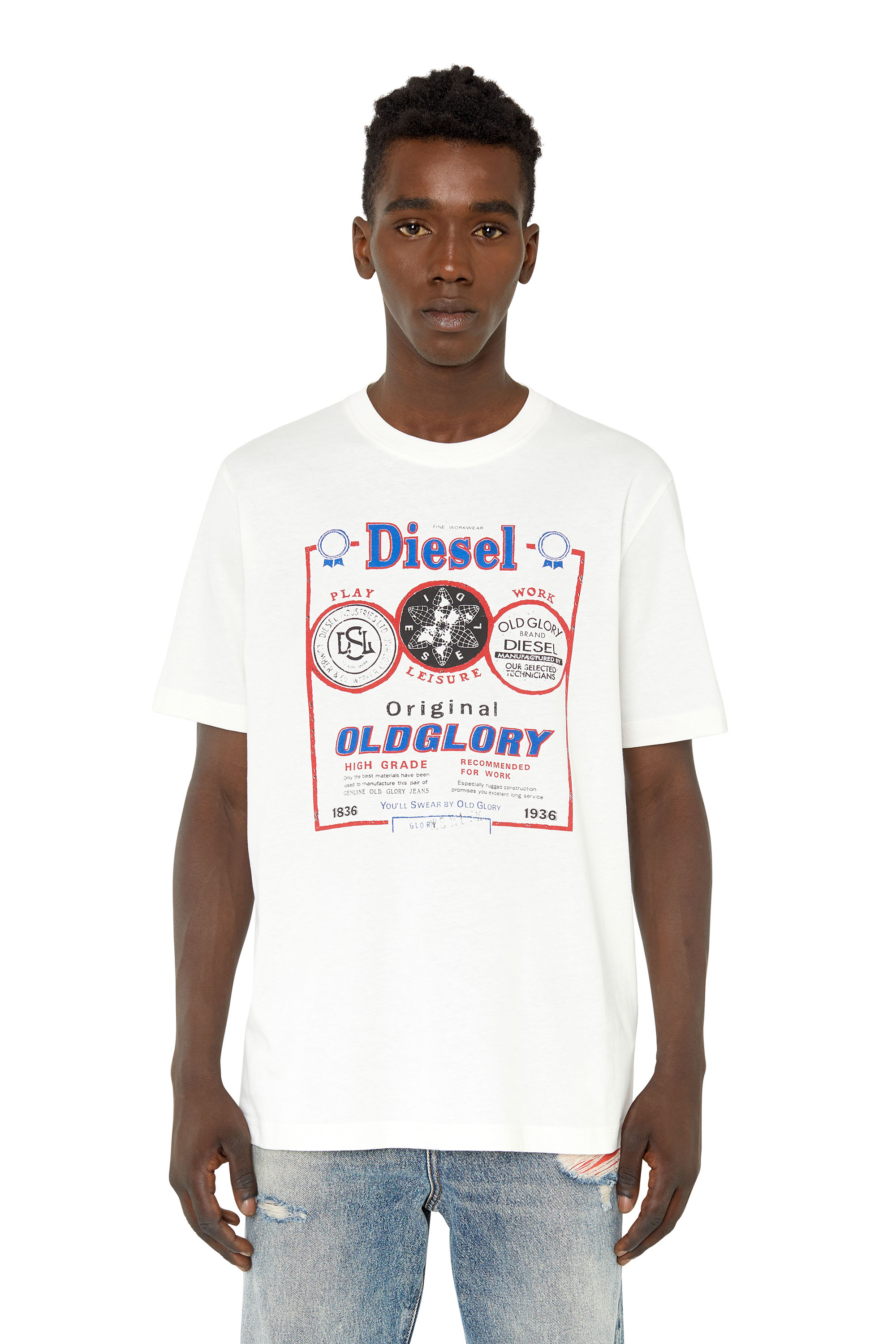 Diesel - T-shirt con stampa Diesel Old Glory - T-Shirts - Uomo - Bianco