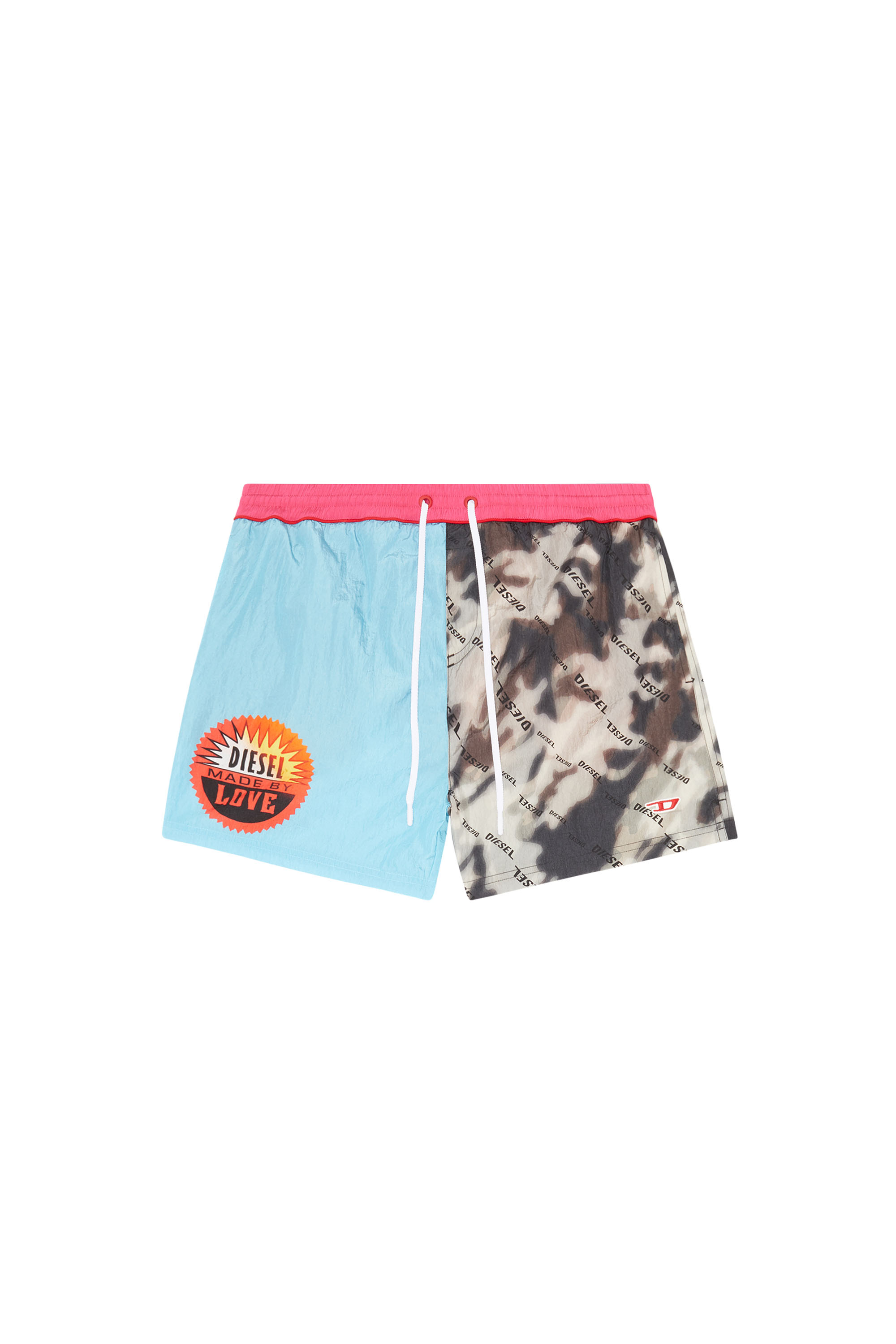 Diesel Mid-length Swim Shorts Patchwork Graphics In Multicolor