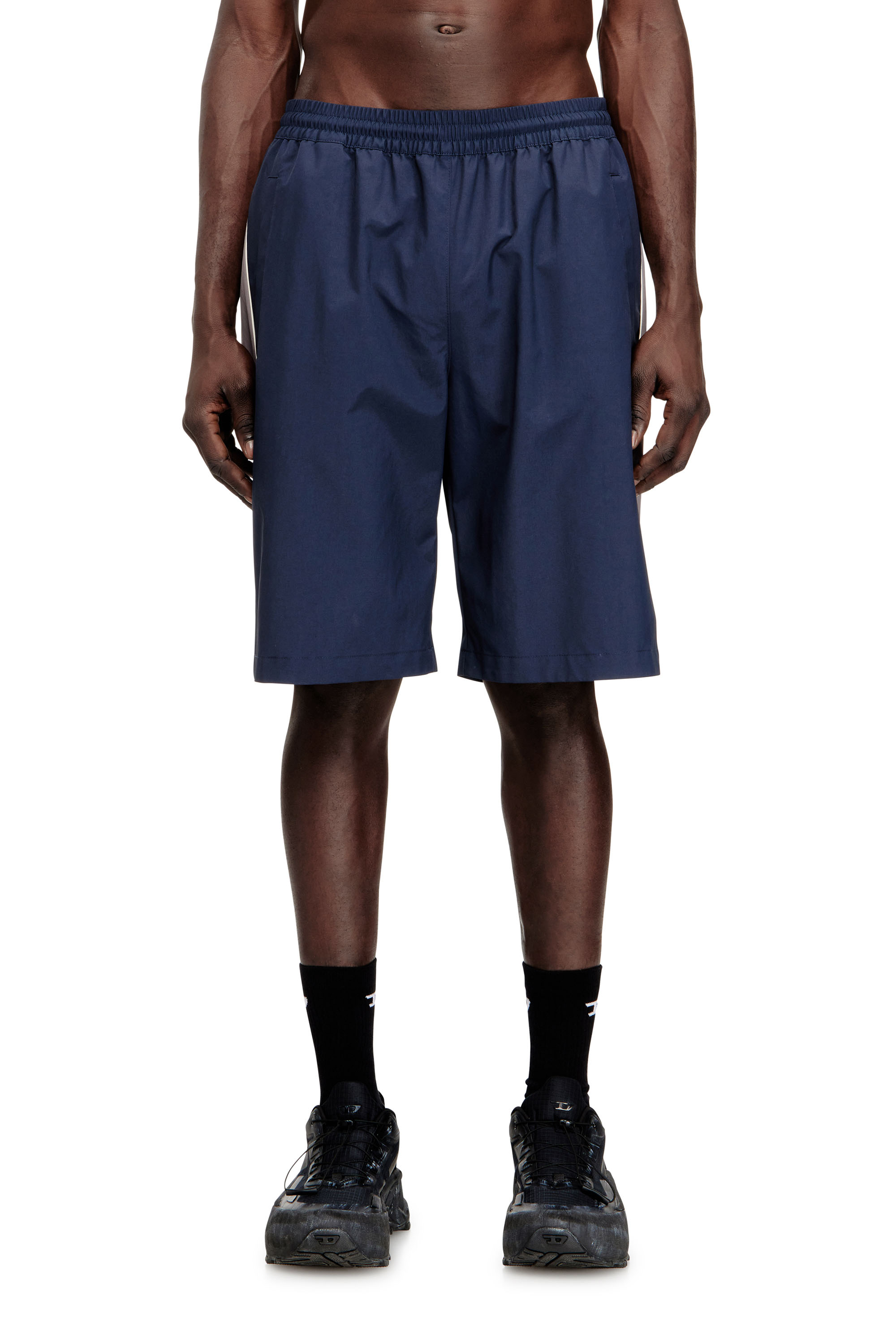 Diesel Mužský Modrá - Nylon Shorts With Contrast Piping - Shorts - Man Médium