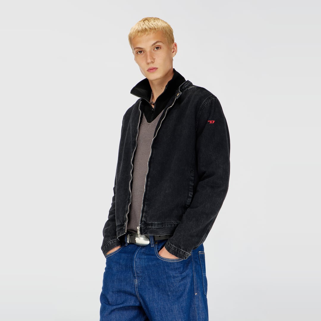 Diesel - Moto jacket in clean-wash denim - Denim Jackets - Man - Black