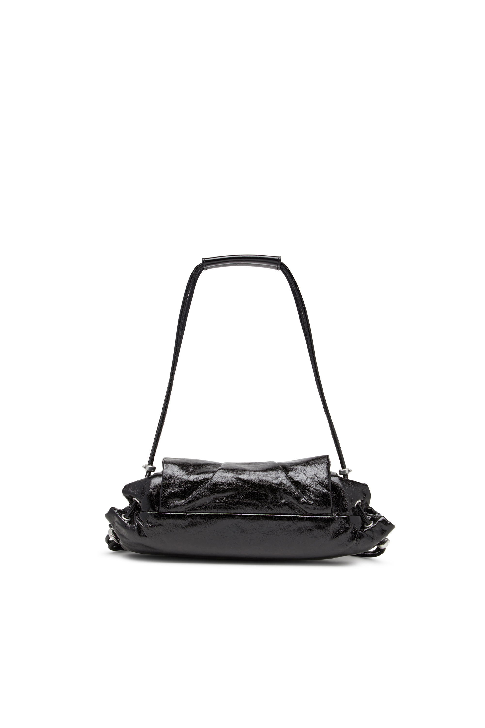 Diesel - SCRUNCH-D SHOULDER S, Woman's Scrunch-D S-Shoulder bag in scrunched leather in Black - 3