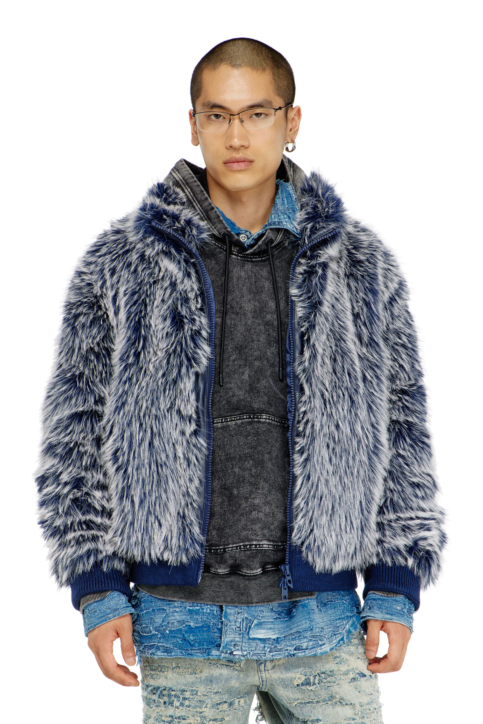 Diesel - Shaggy winter jacket - Winter Jackets - Man - Blue