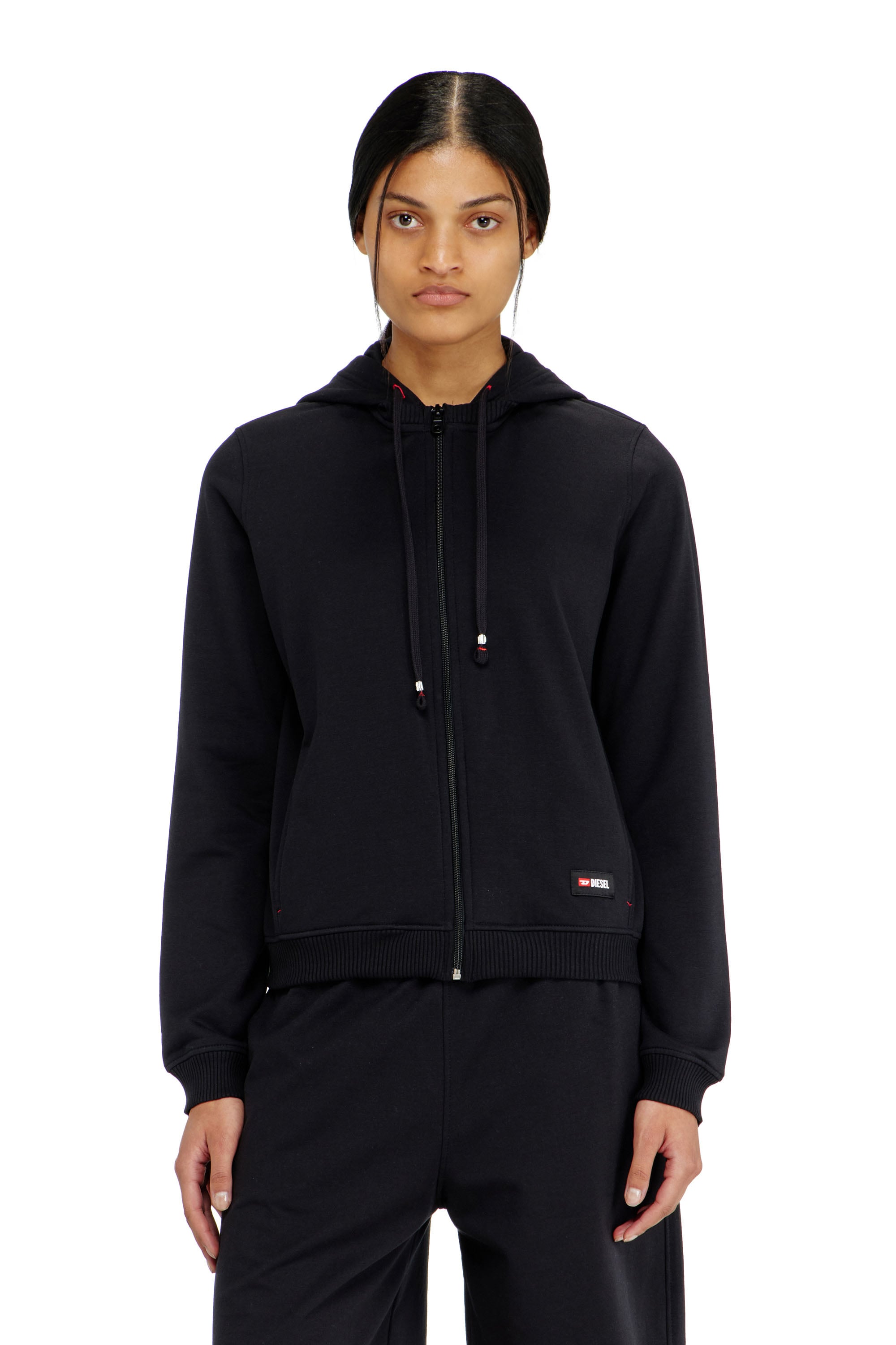 Diesel - Hoodie in peached cotton blend - Tops - Woman - Black
