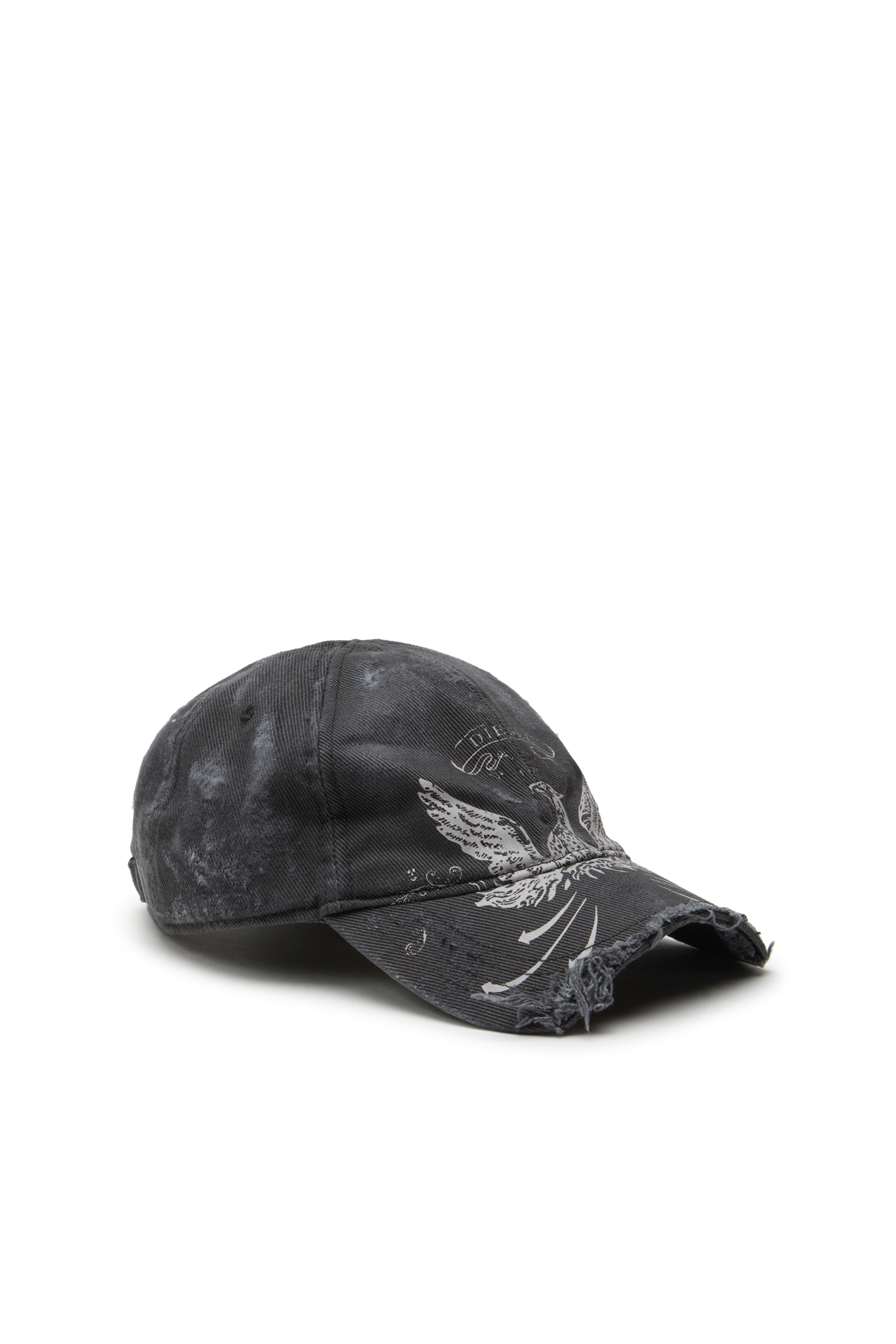 Diesel - Distressed baseball cap with Phoenix print - Caps - Man - Black