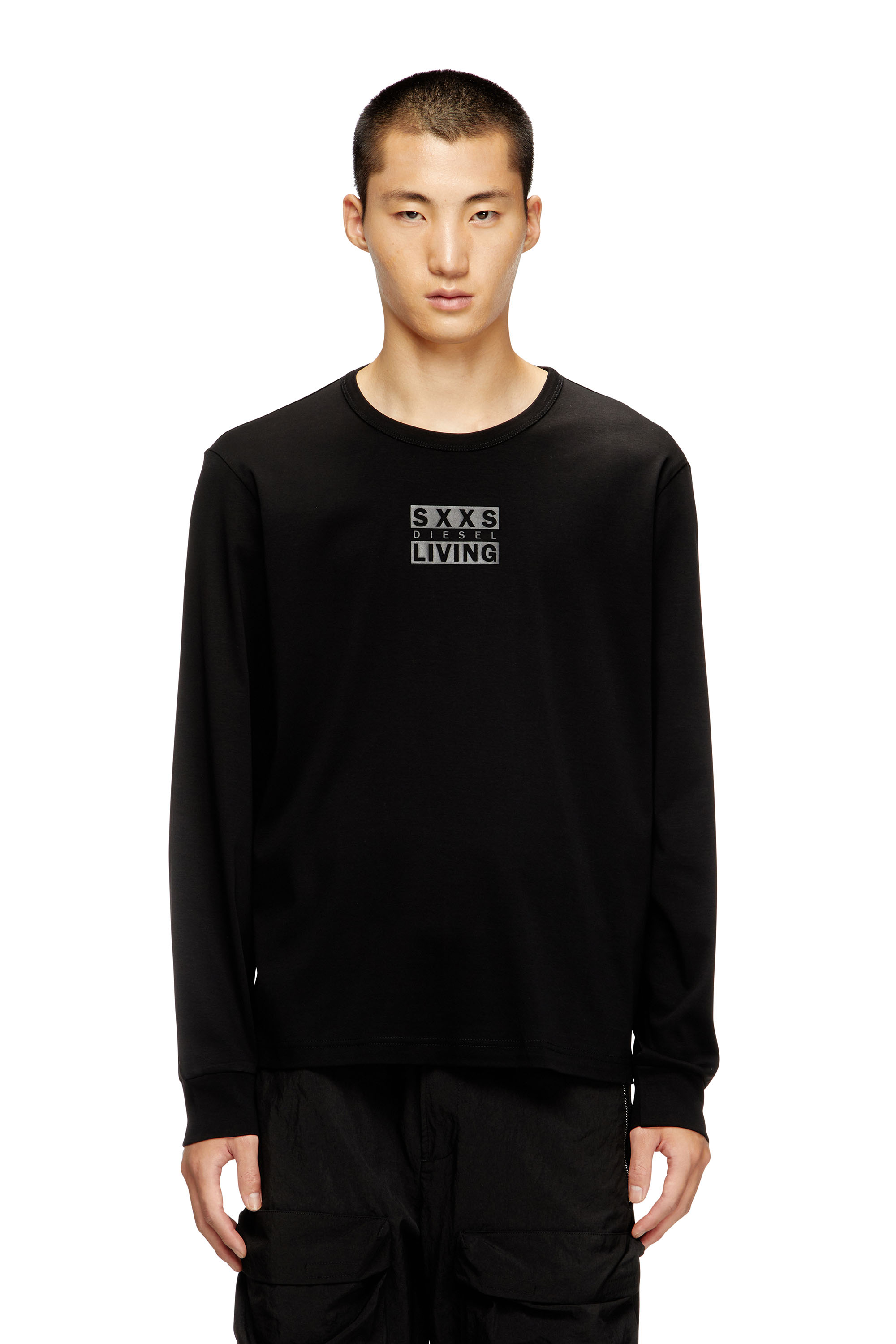 Diesel - T-MADJUST-LS-T1, Man's Long-sleeve cotton t-shirt in Black - 3