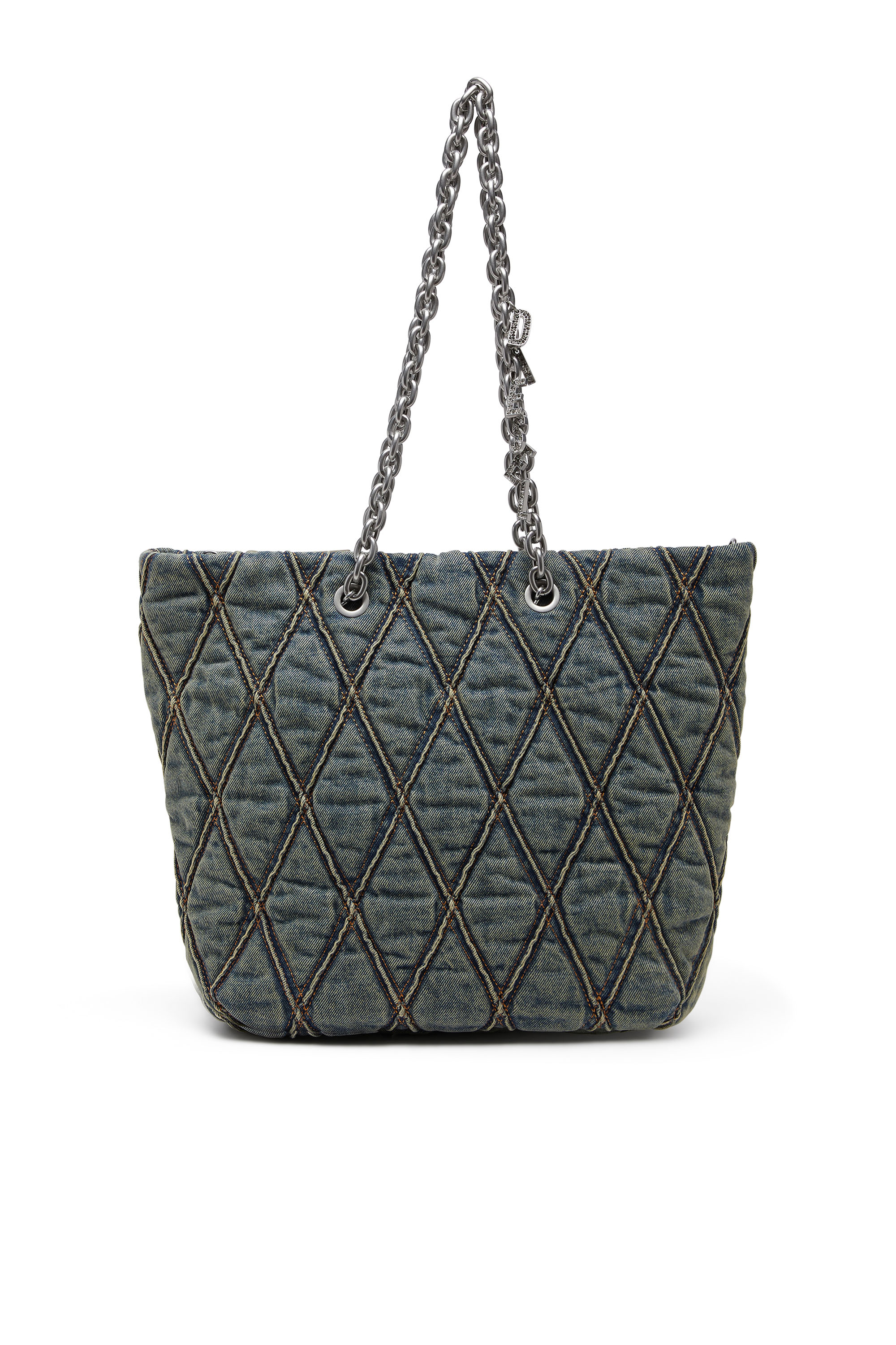 Diesel Charm-d-tote Bag In Quilted Denim In Blue