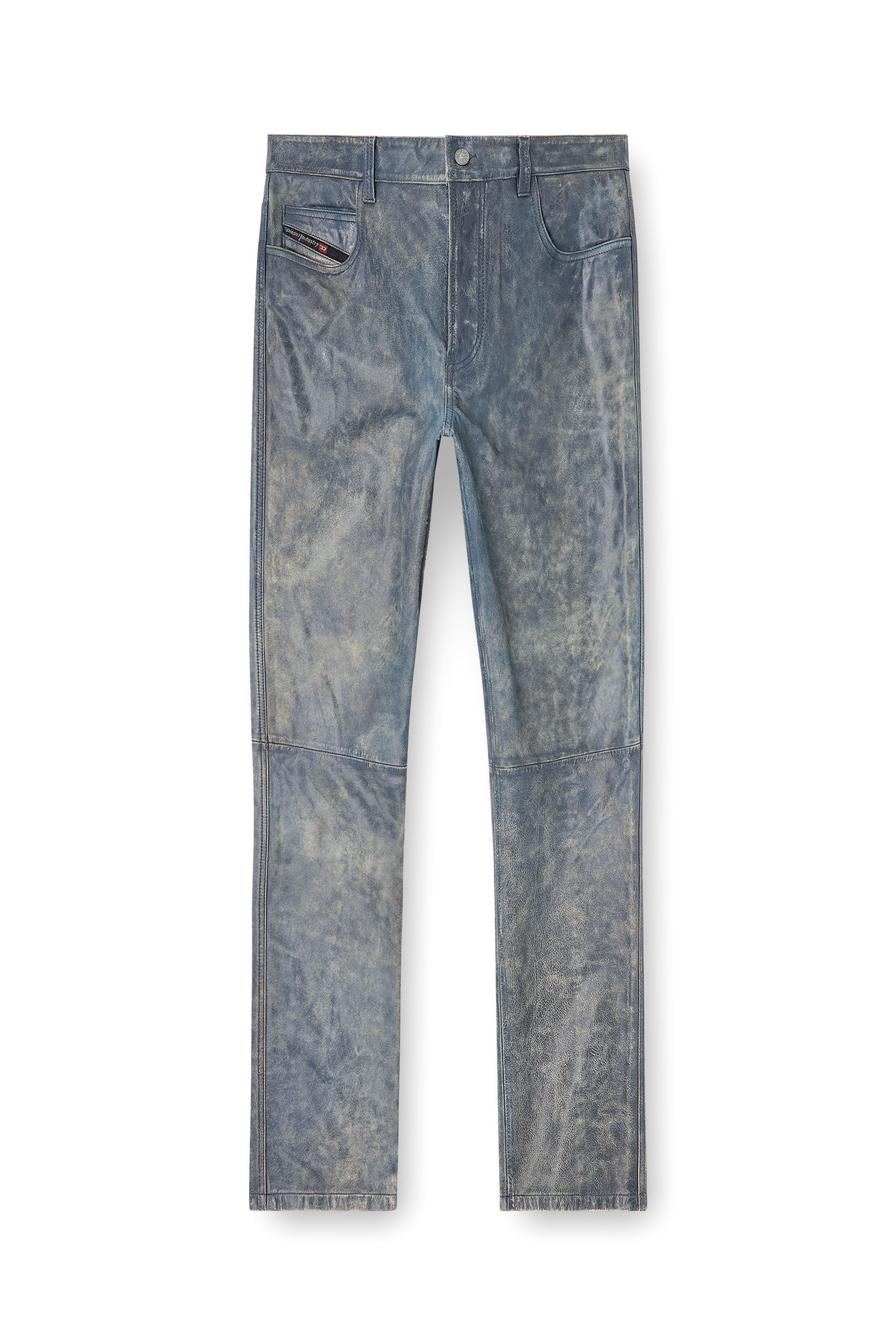Diesel - P-VYLL-QMBW, Man's Jean-cut leather pants in Blue - 4