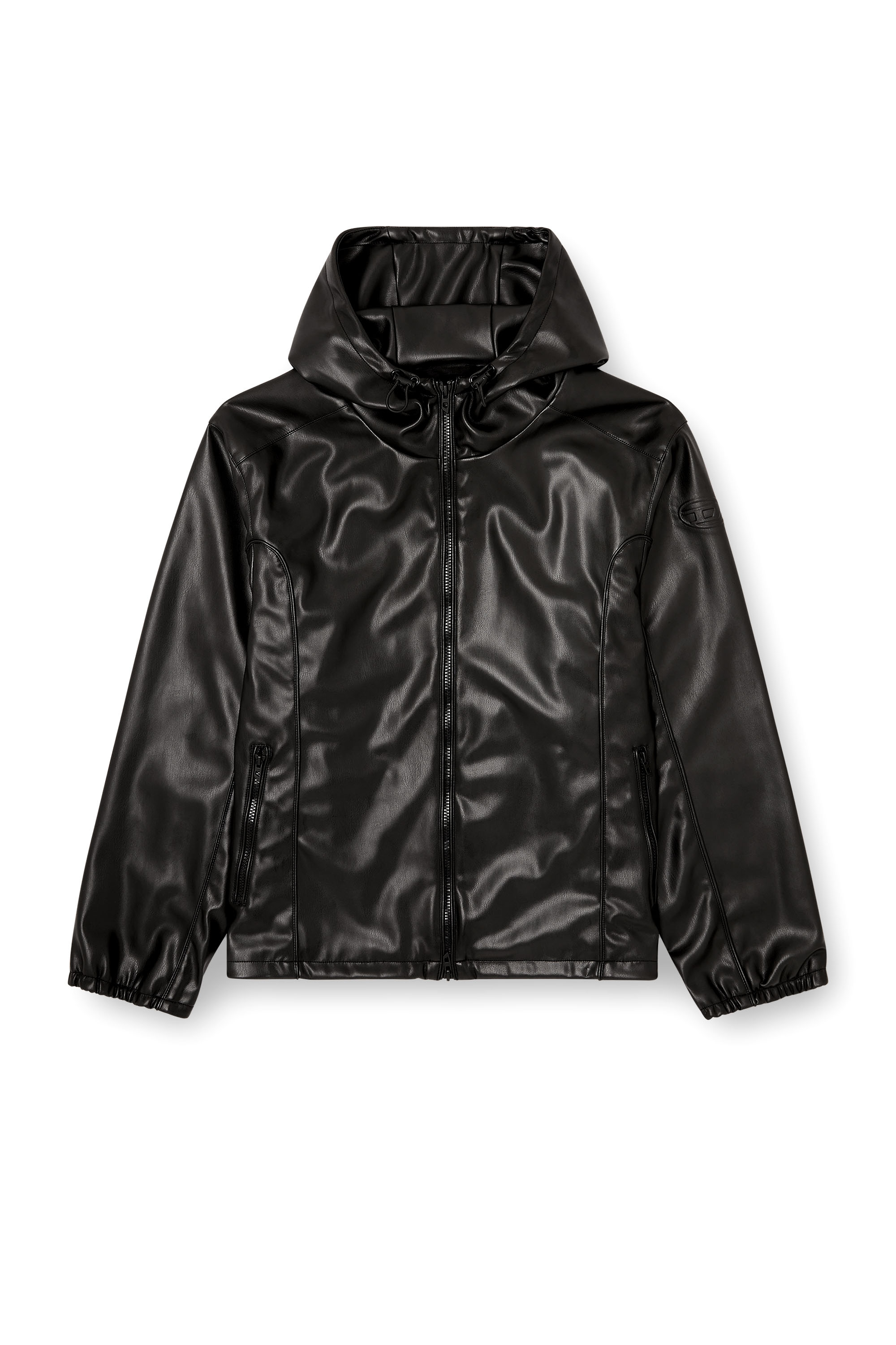 Diesel - J-HIVES-PGBX, Man's Hooded windbreaker in coated fabric in Black - 3