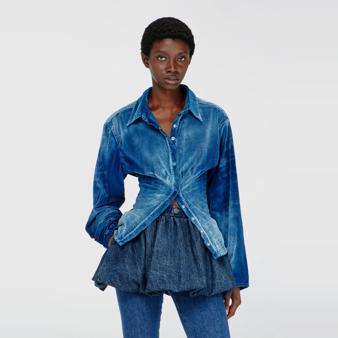 Diesel - Shirt in velvet denim - Denim Shirts - Woman - Blue